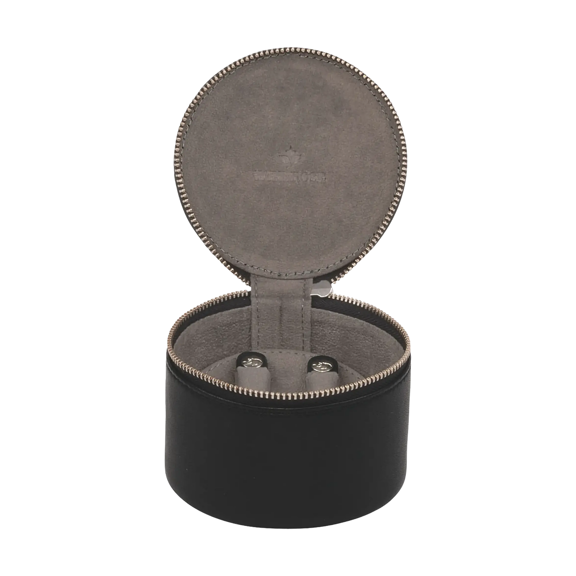 Jewelry case round nappa / black (full cowhide)