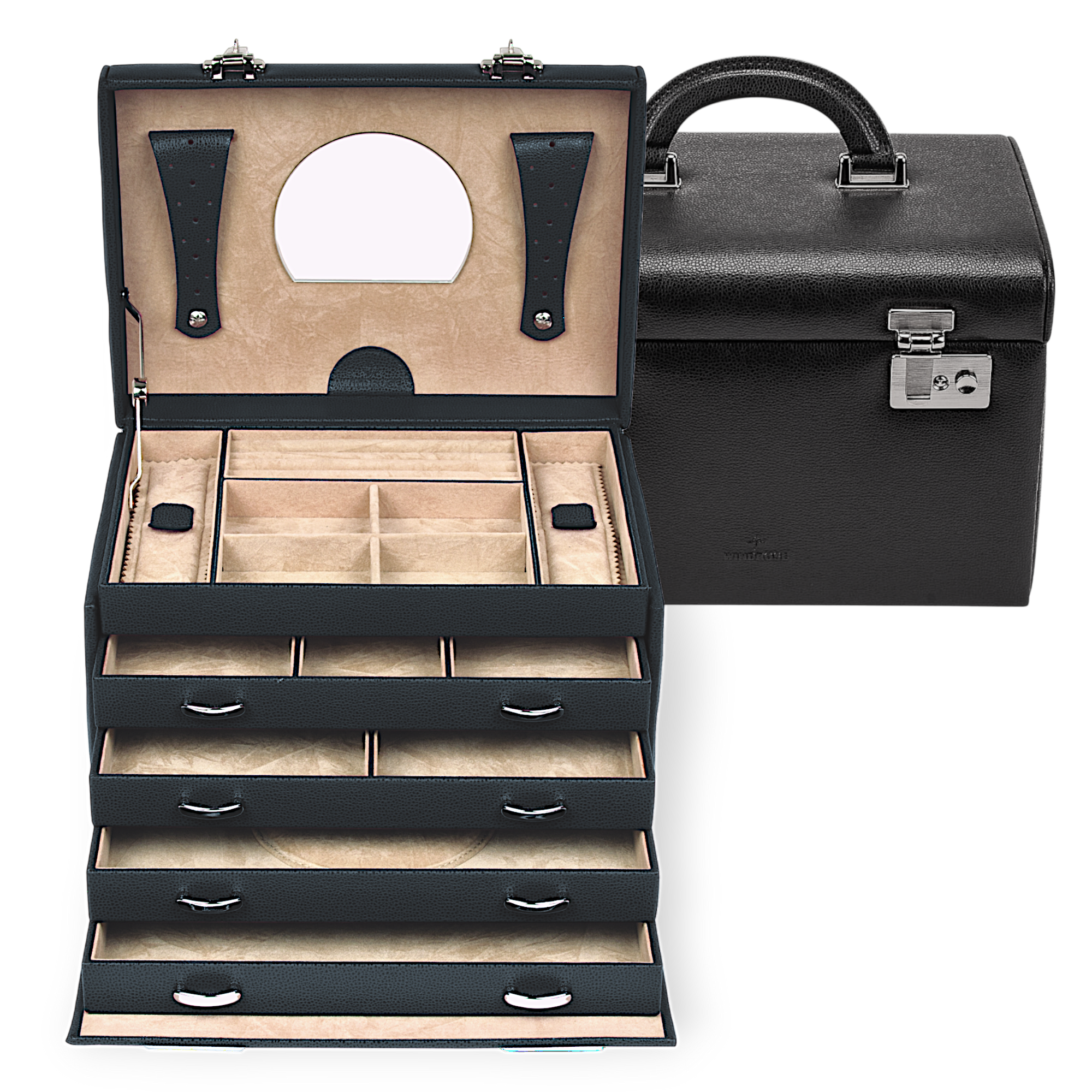 Jewelry case Beluga / black (leather)