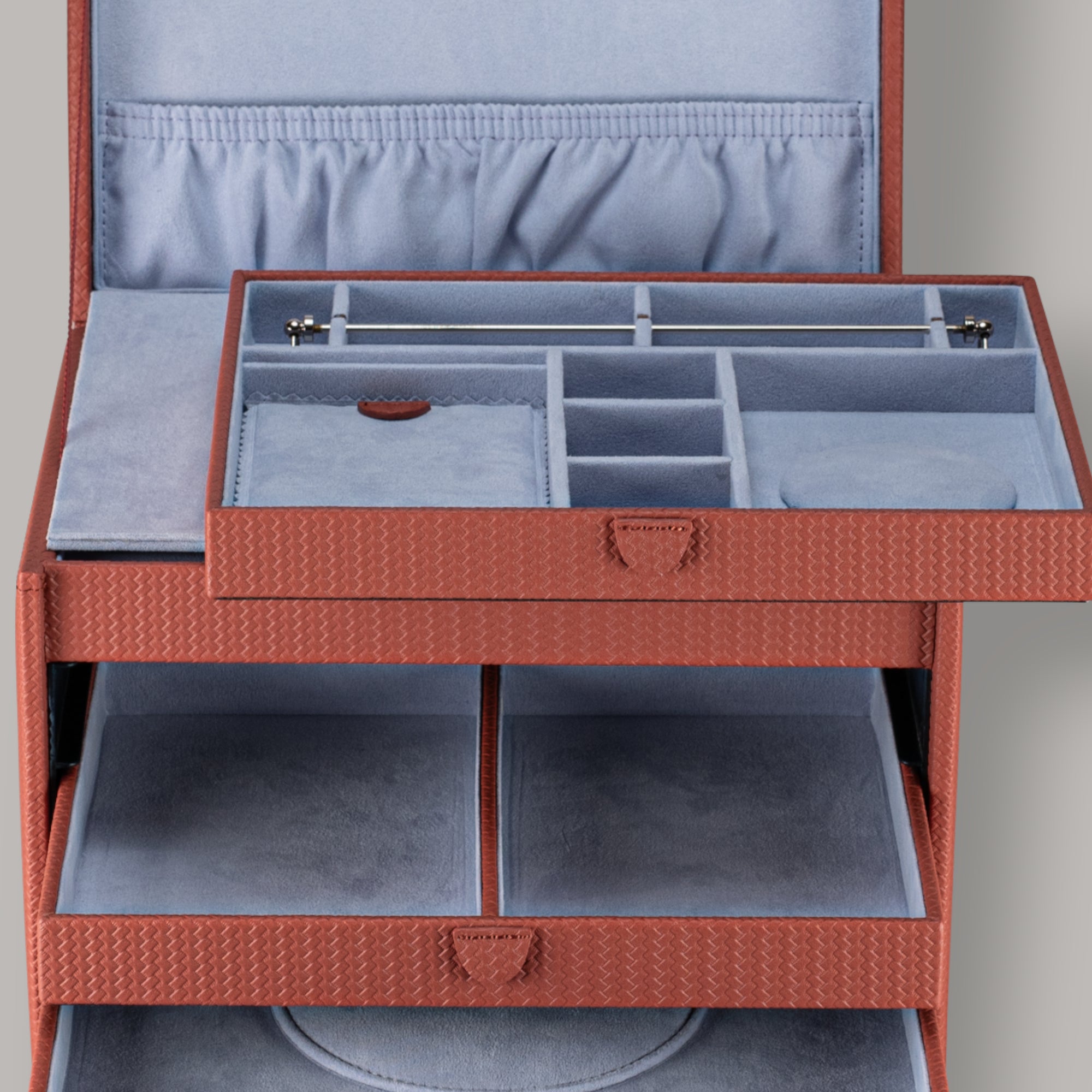 Jewelry case XL with travel case Corbello / terracotta