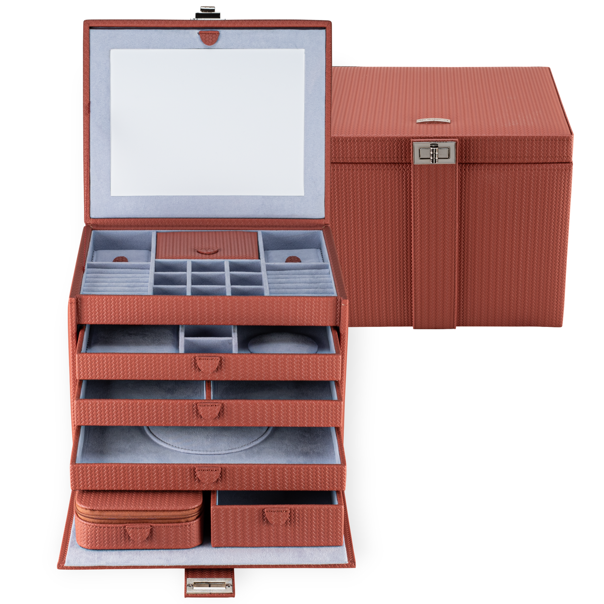 Jewelry case XL with travel case Corbello / terracotta