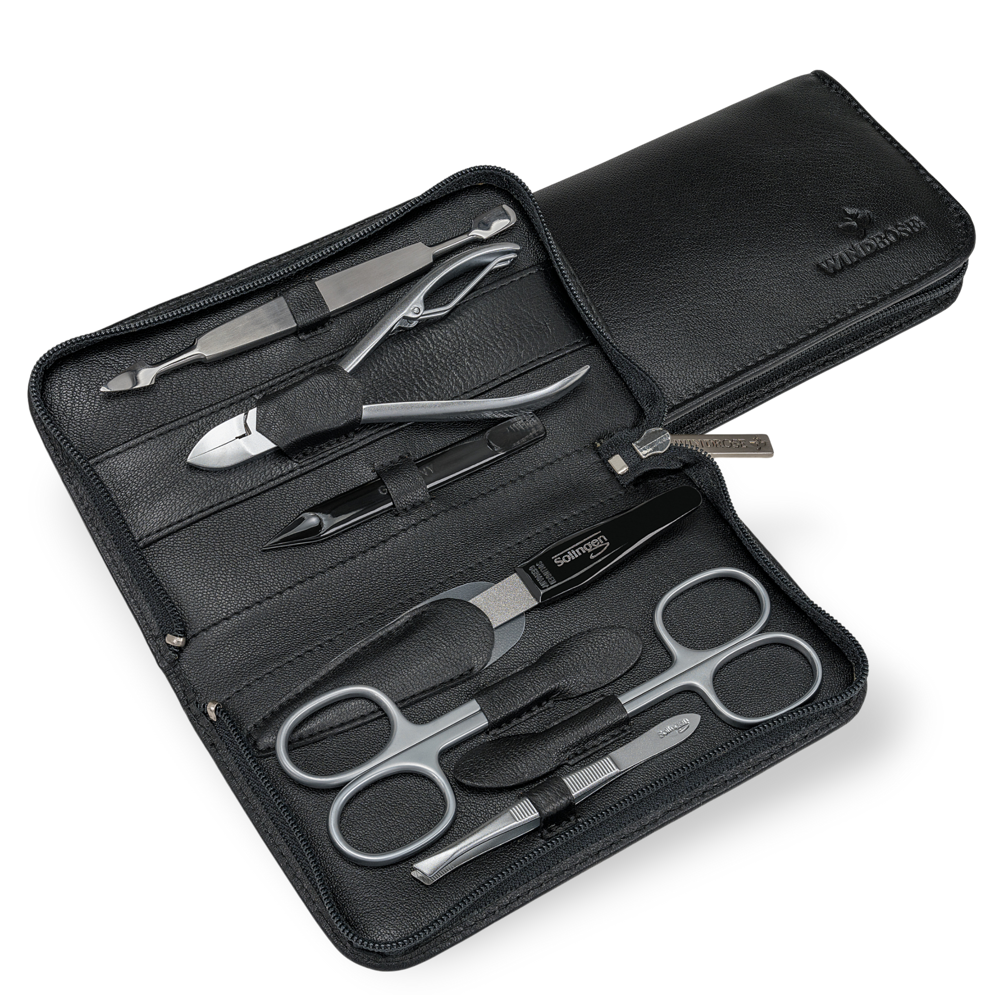 7-piece manicure case Nappa / black (full cowhide)