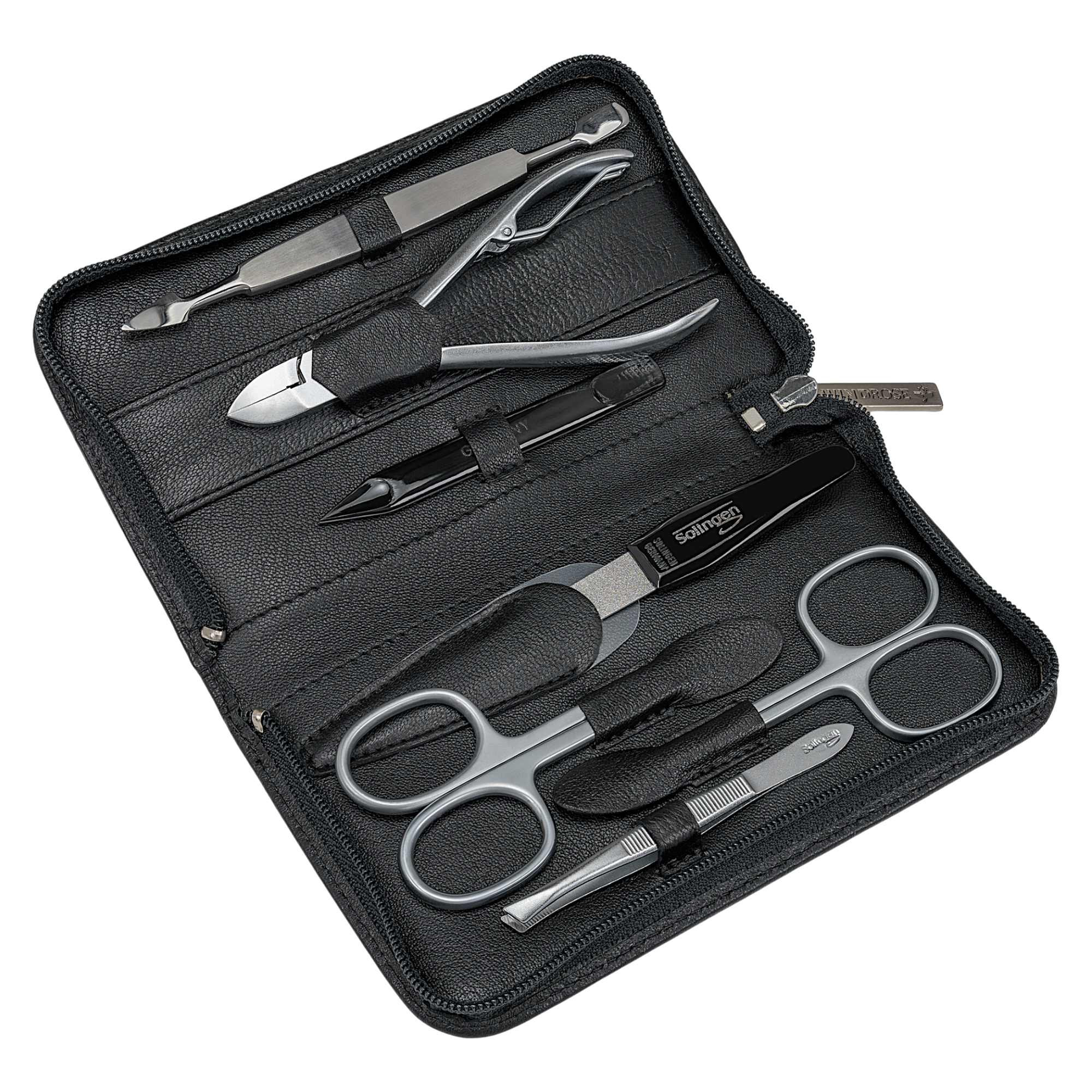 7-piece manicure case Nappa / black (full cowhide)