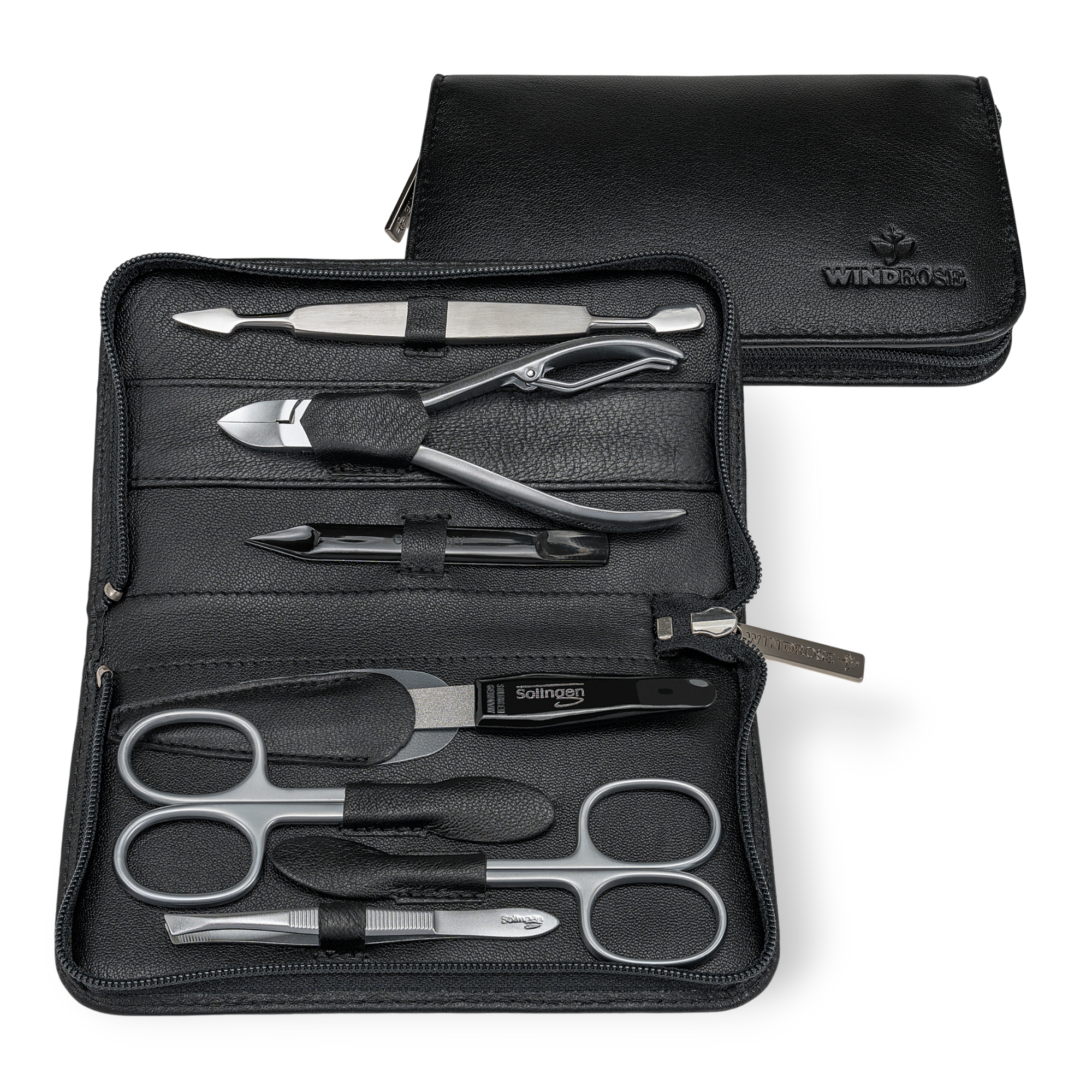 7-piece manicure case Nappa / black (full cowhide)