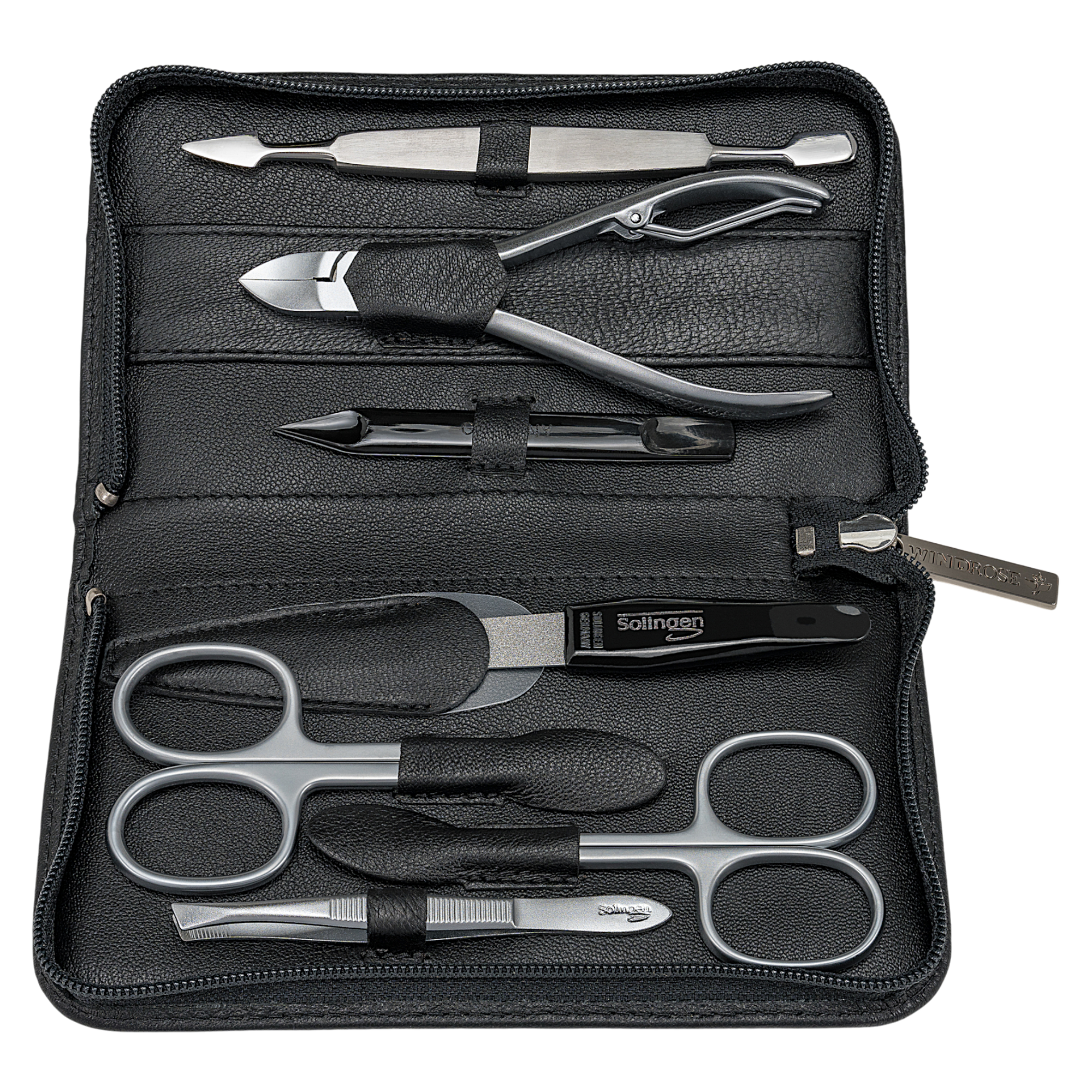 7-piece manicure case Nappa / black (full cowhide)