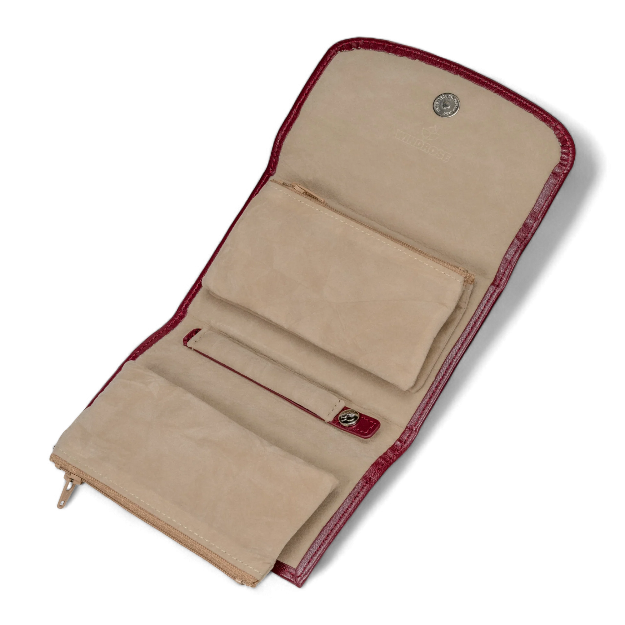 Schmuckkoffer XXL mit integrierter Schmucktasche Merino / rot
