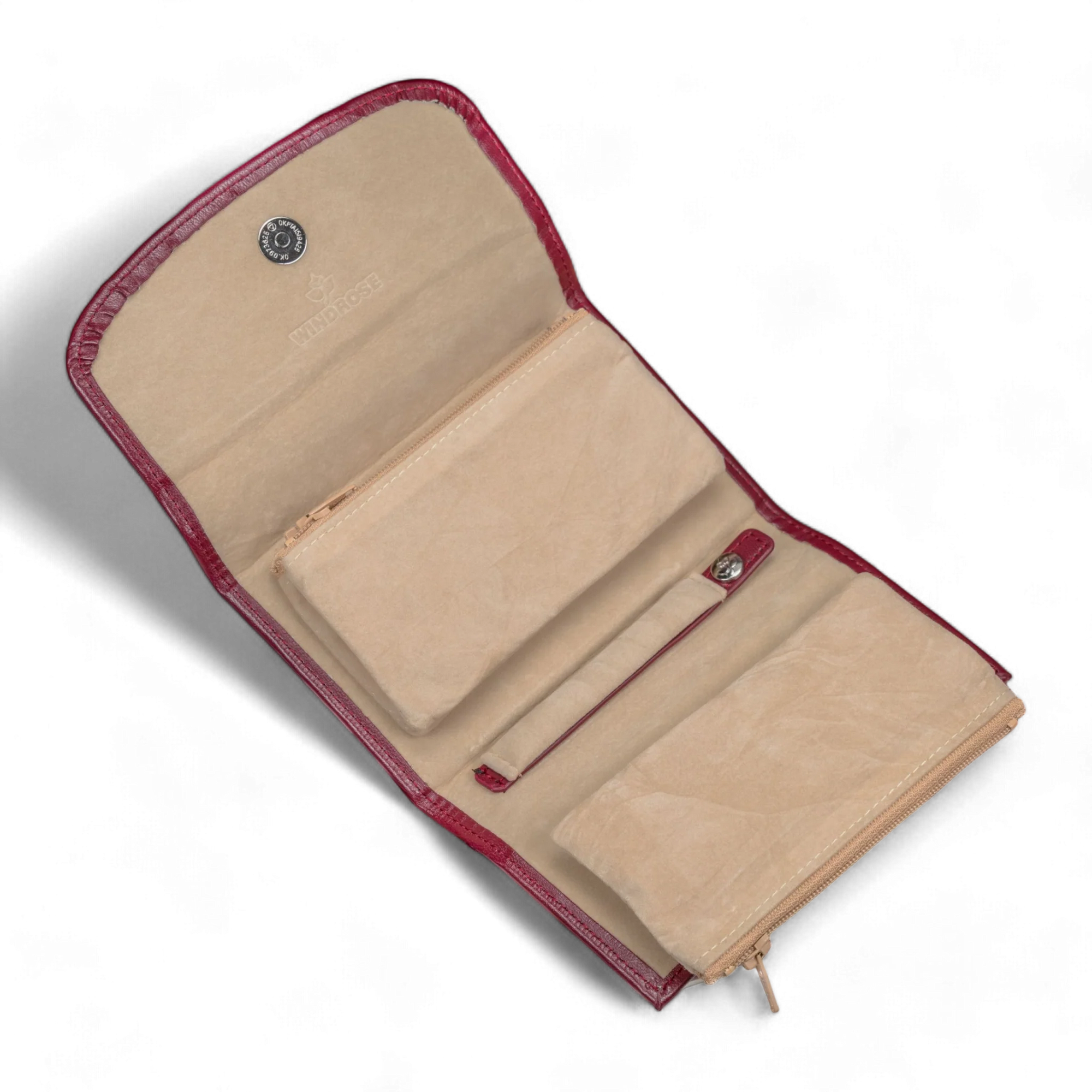 Schmuckkoffer XXL mit integrierter Schmucktasche Merino / rot