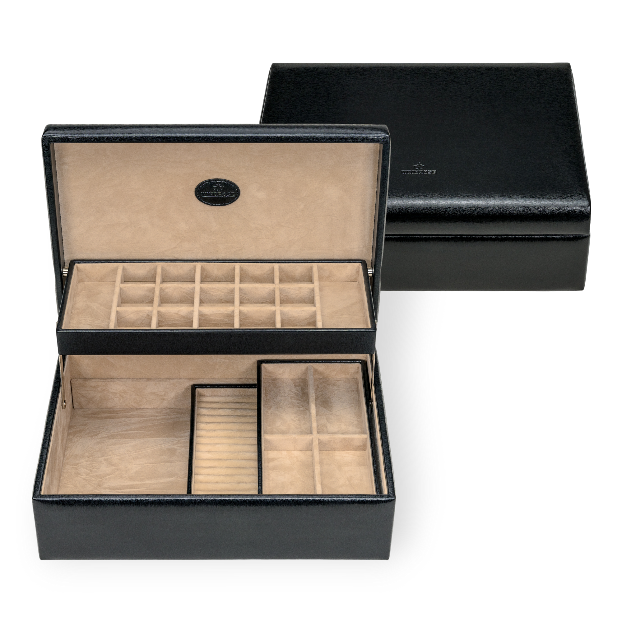 Charmbox mit 2 herausnehmbaren Einsätze Merino / schwarz