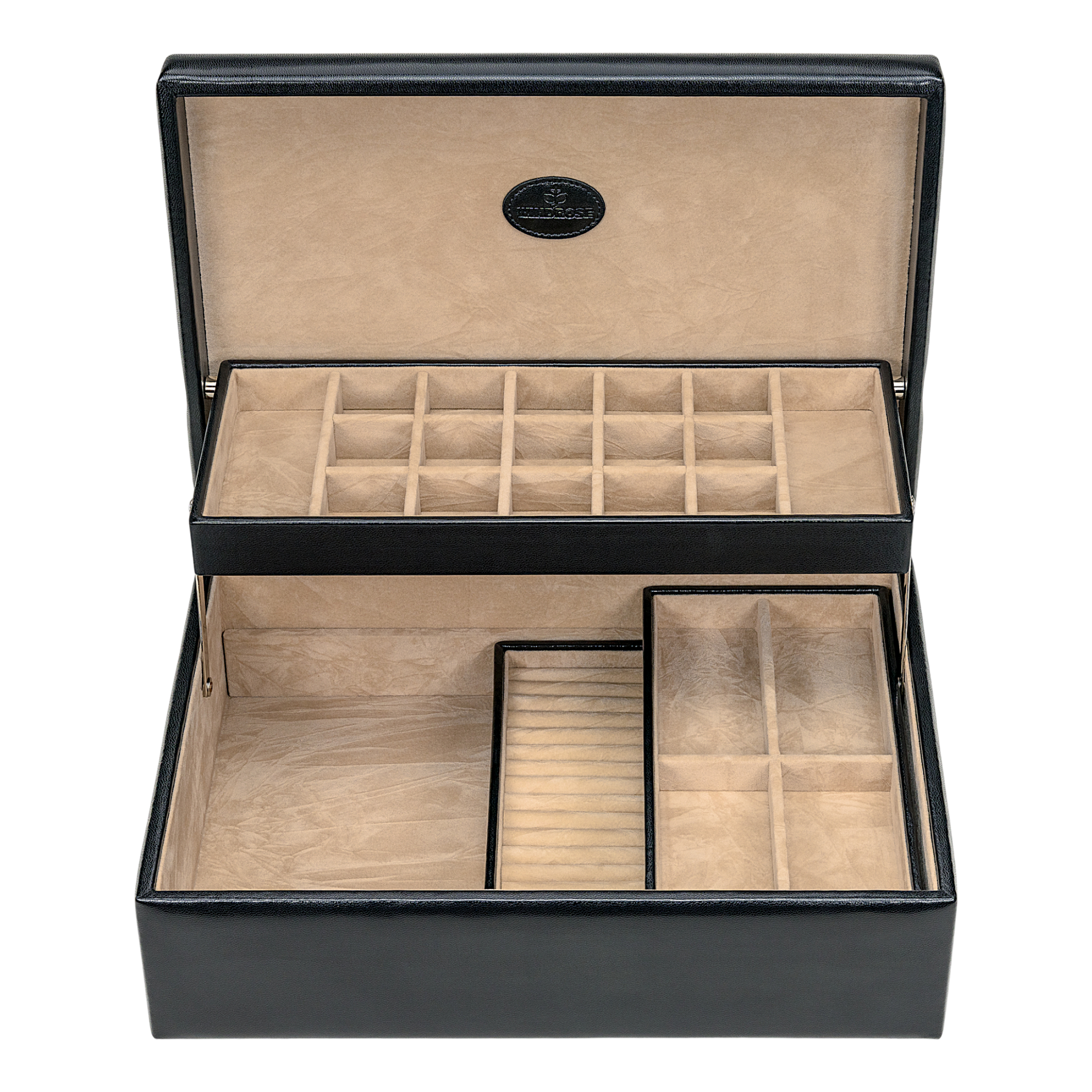 Charmbox mit 2 herausnehmbaren Einsätze Merino / schwarz