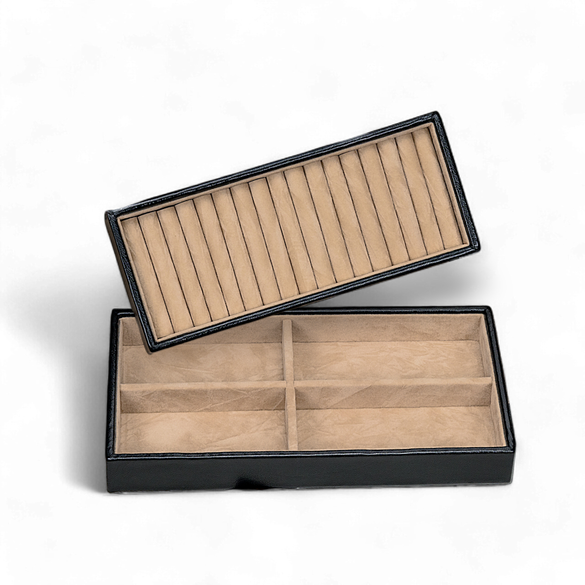 Charmbox mit 2 herausnehmbaren Einsätze Merino / schwarz