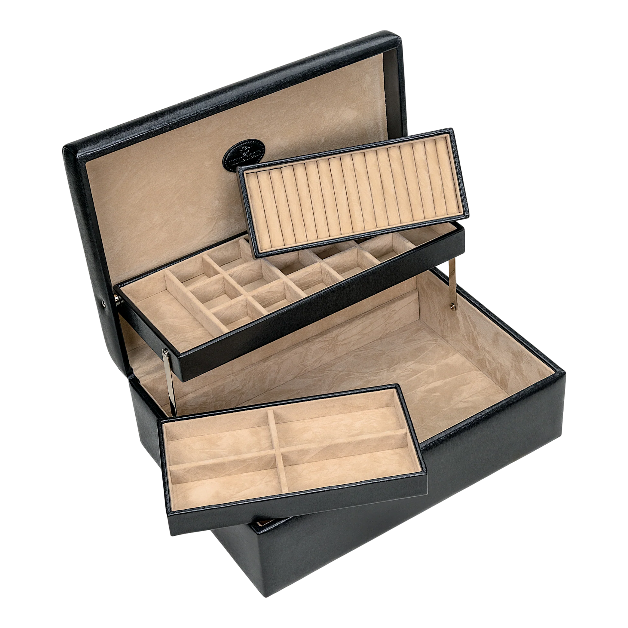 Charmbox mit 2 herausnehmbaren Einsätze Merino / schwarz