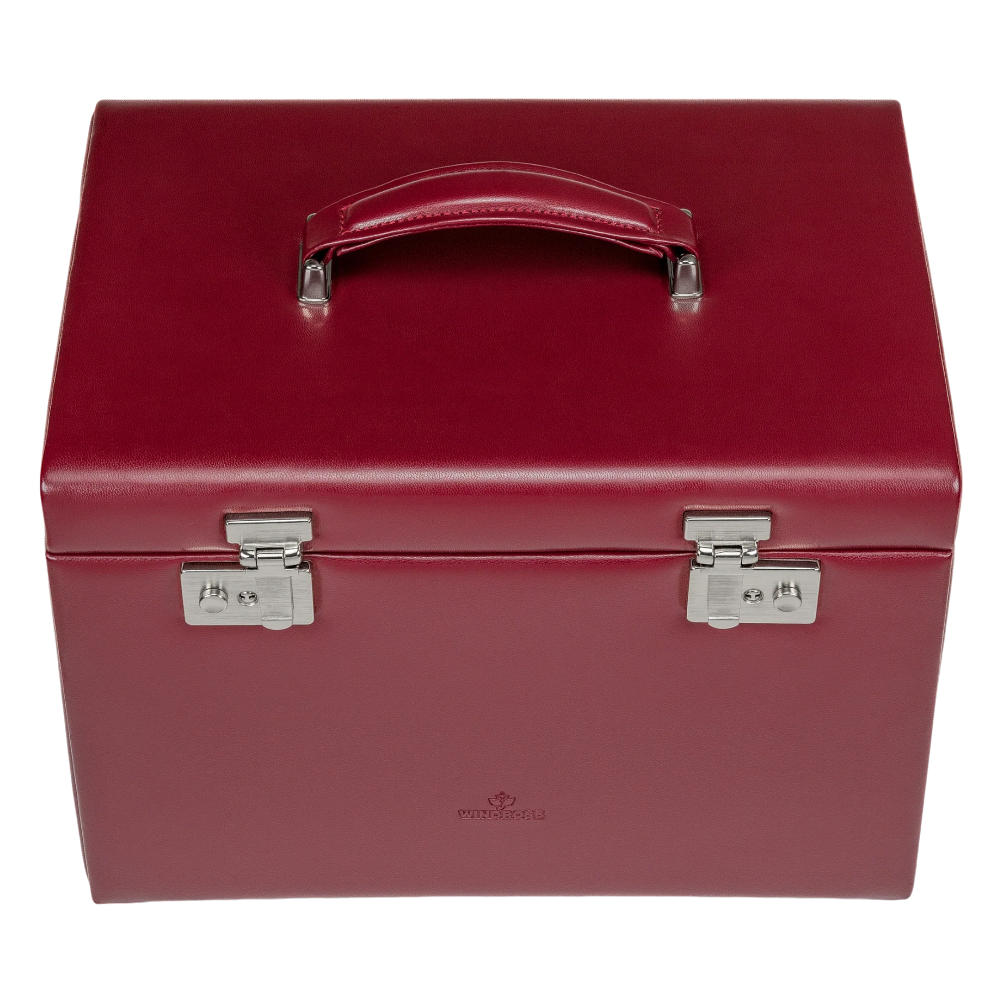 Jewelry/watch case with inlaid jewelry pouch Merino / red
