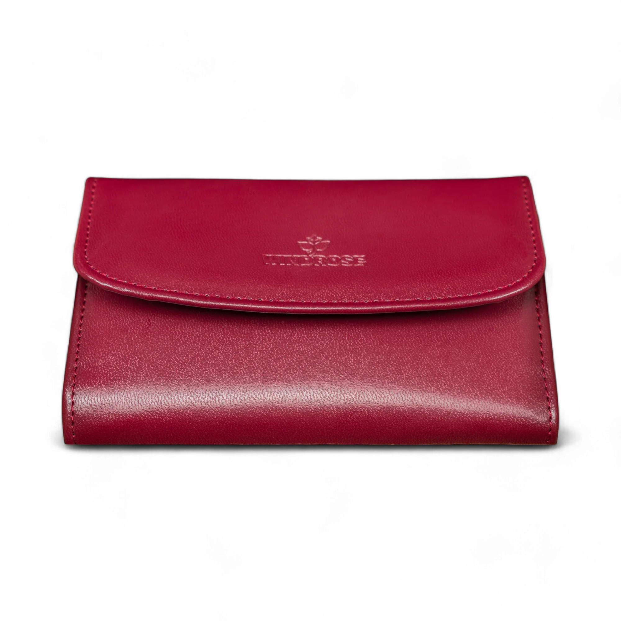 Jewelry/watch case with inlaid jewelry pouch Merino / red