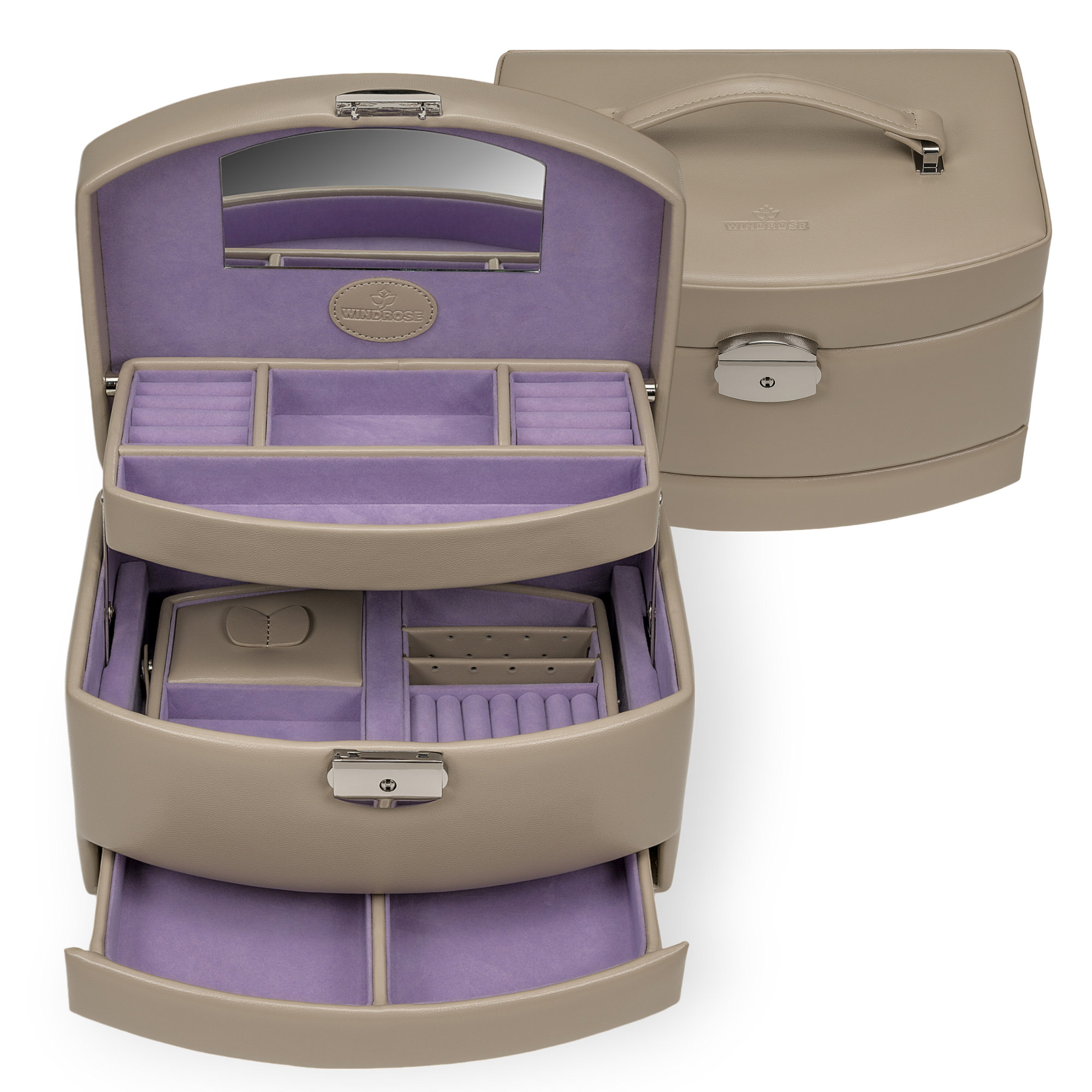 Automatik-Schmuckkoffer mit Reiseeinsatz Merino Moda / beige