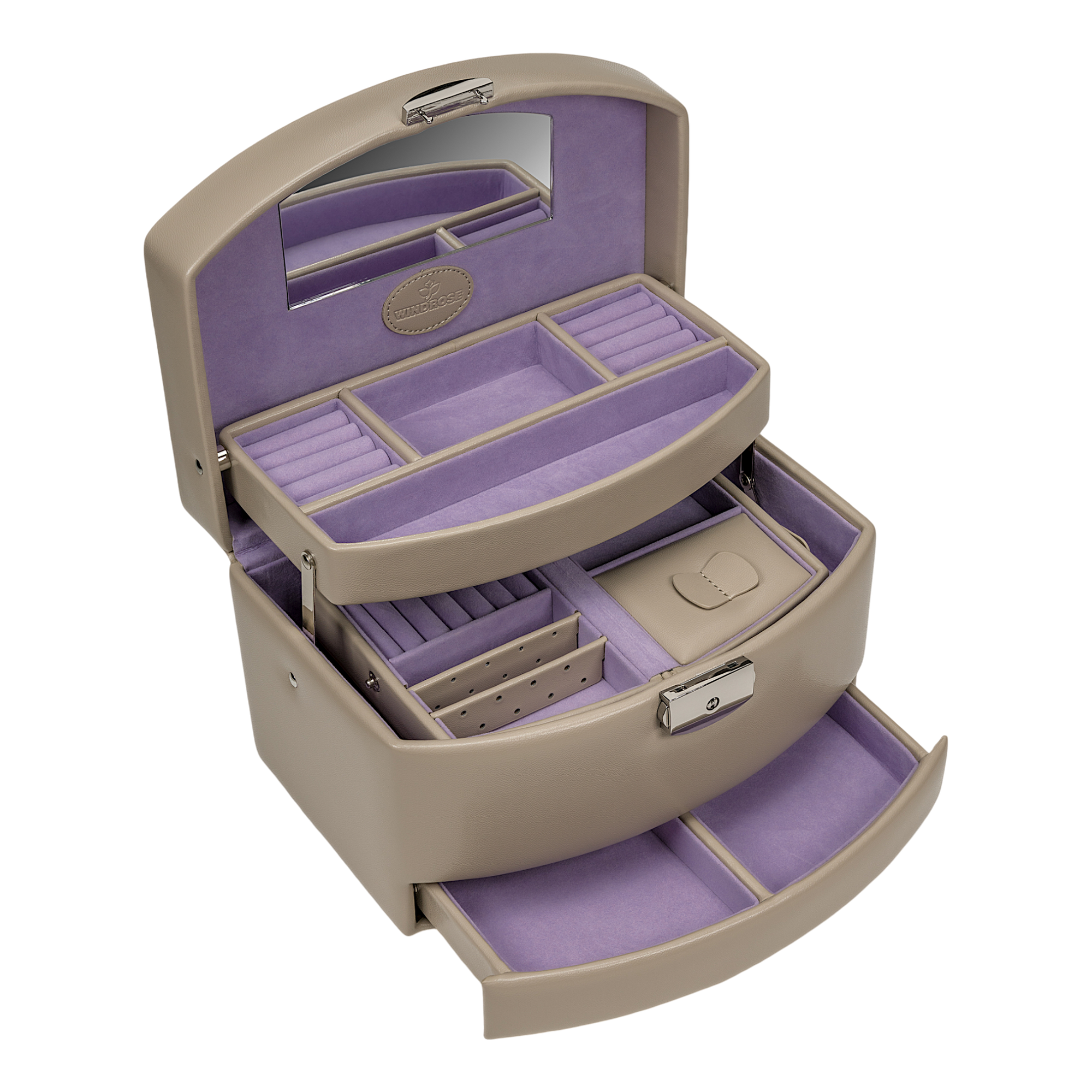 Automatik-Schmuckkoffer mit Reiseeinsatz Merino Moda / beige