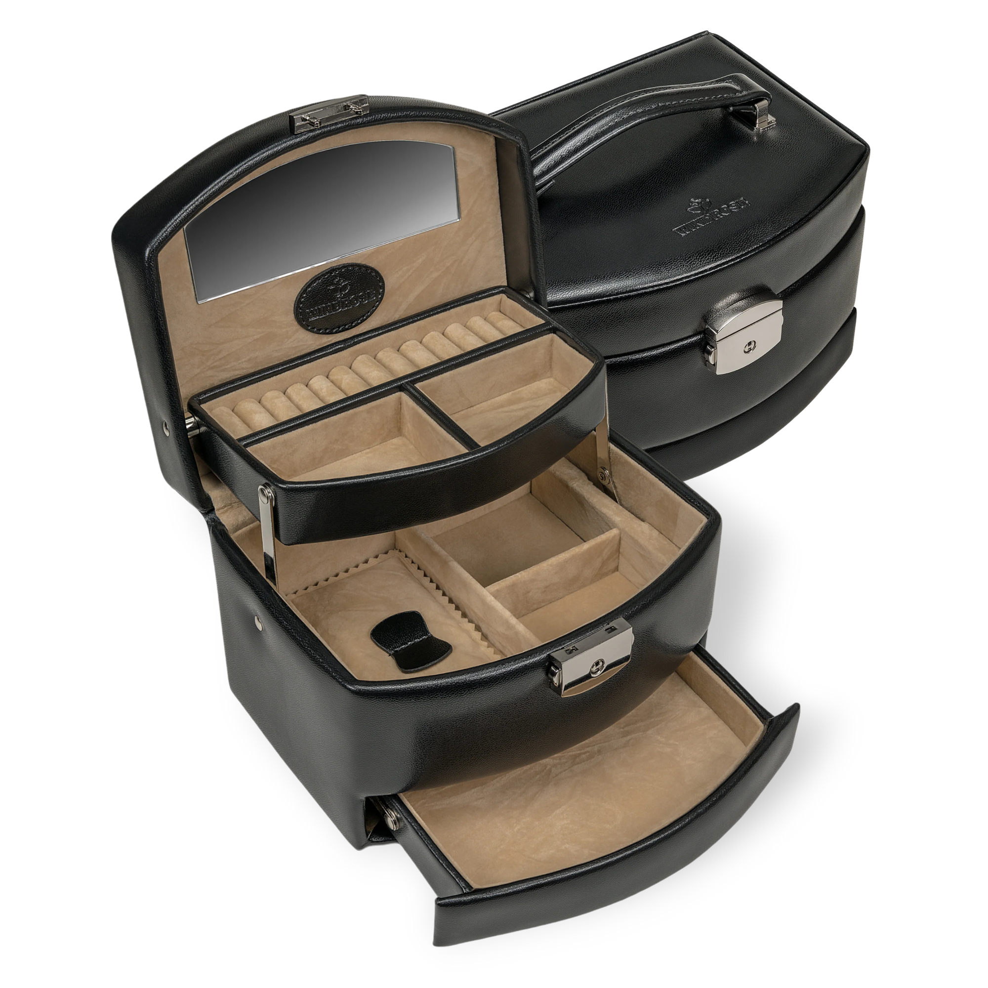 Automatic jewelry case Merino / black