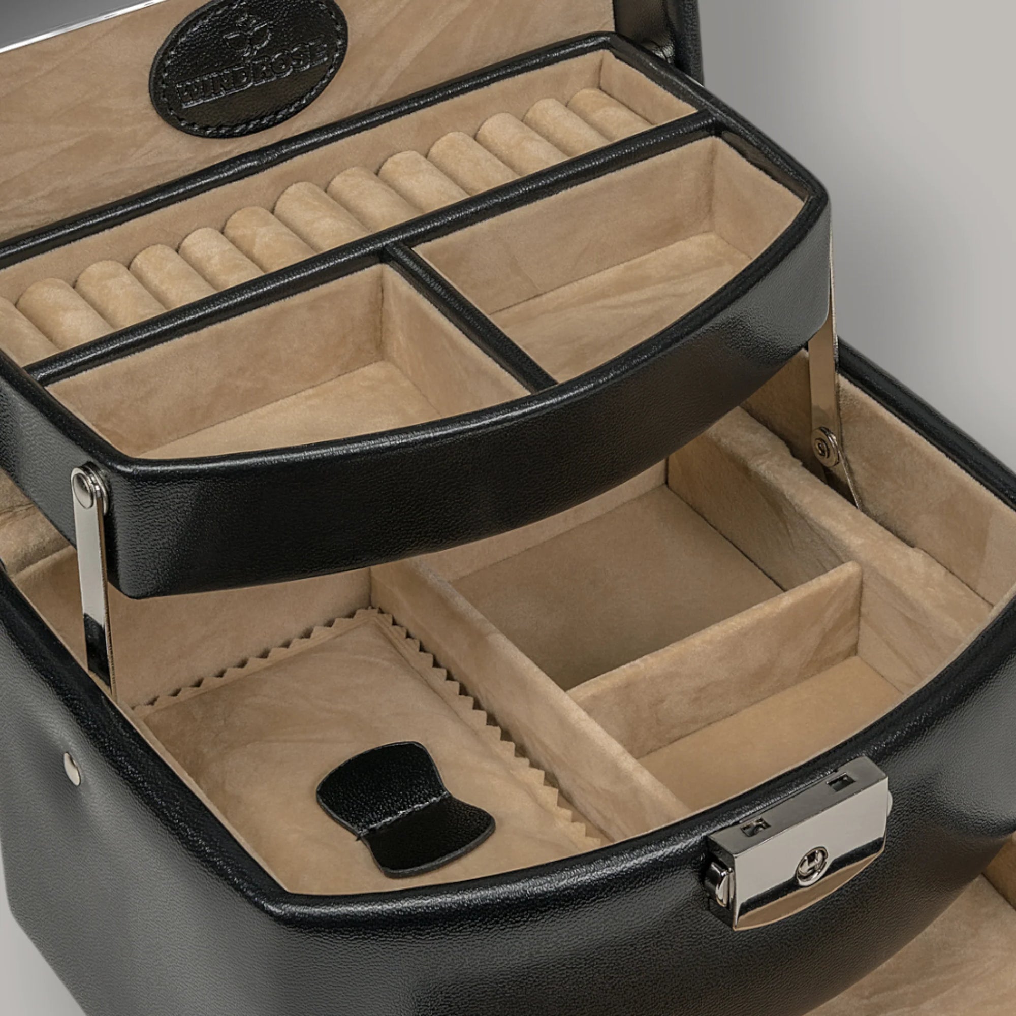 Automatic jewelry case Merino / black