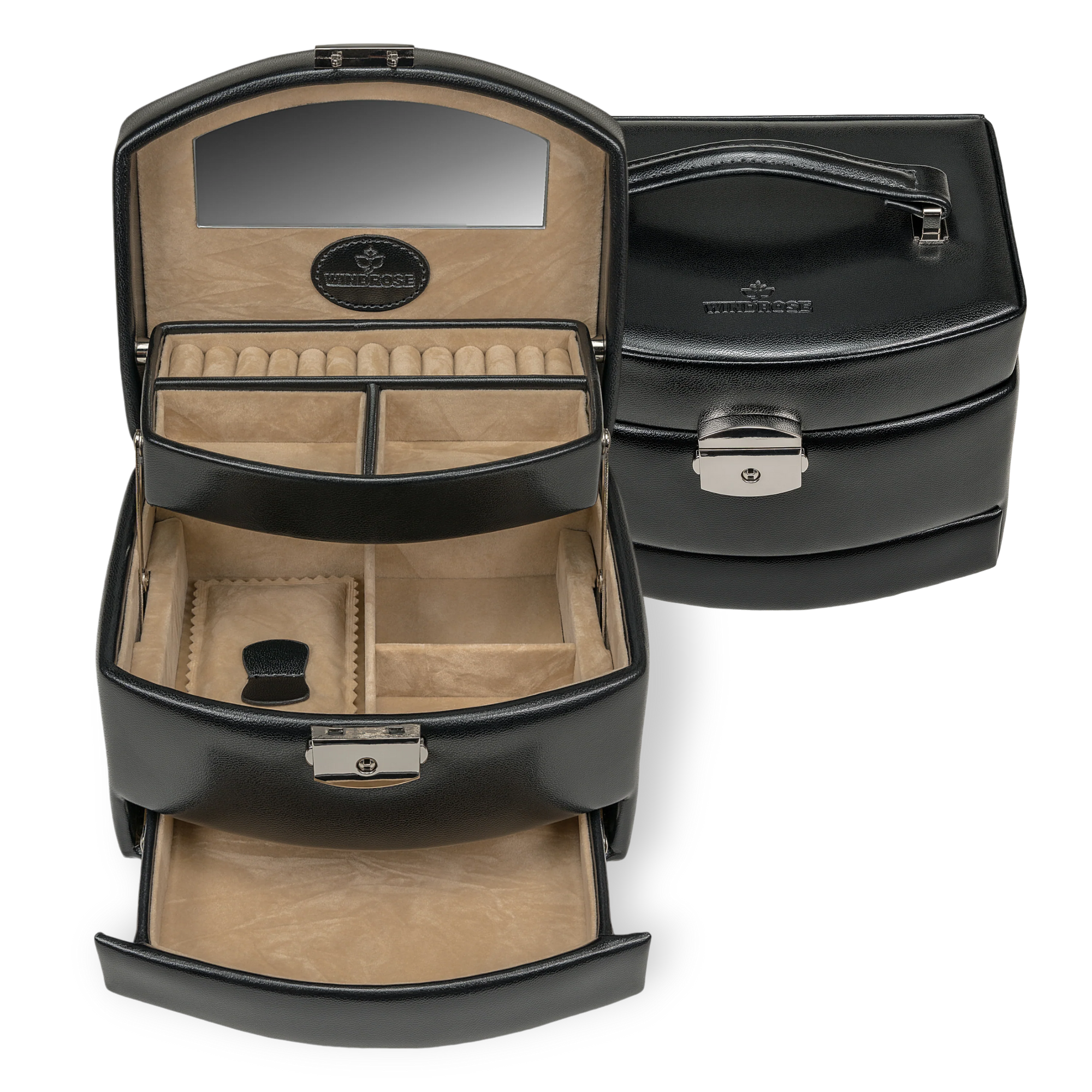 Automatic jewelry case Merino / black