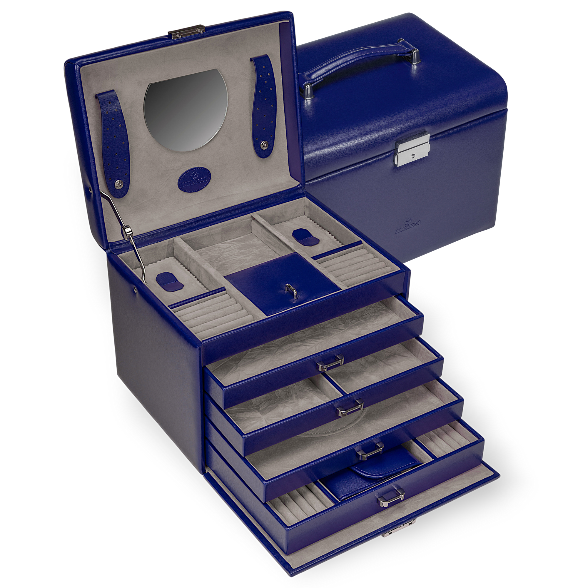 Jewelry case with integrated jewelry bag Merino Moda / dark blue