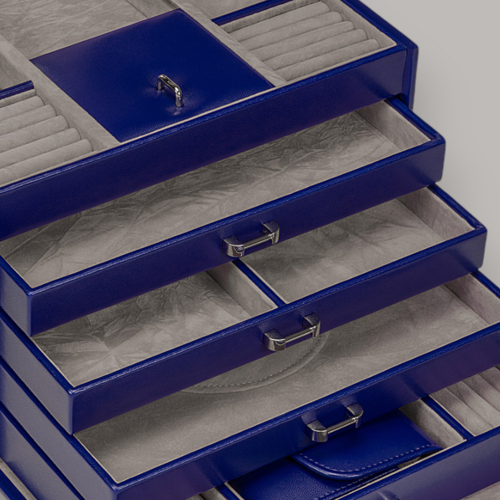 Jewelry case with integrated jewelry bag Merino Moda / dark blue