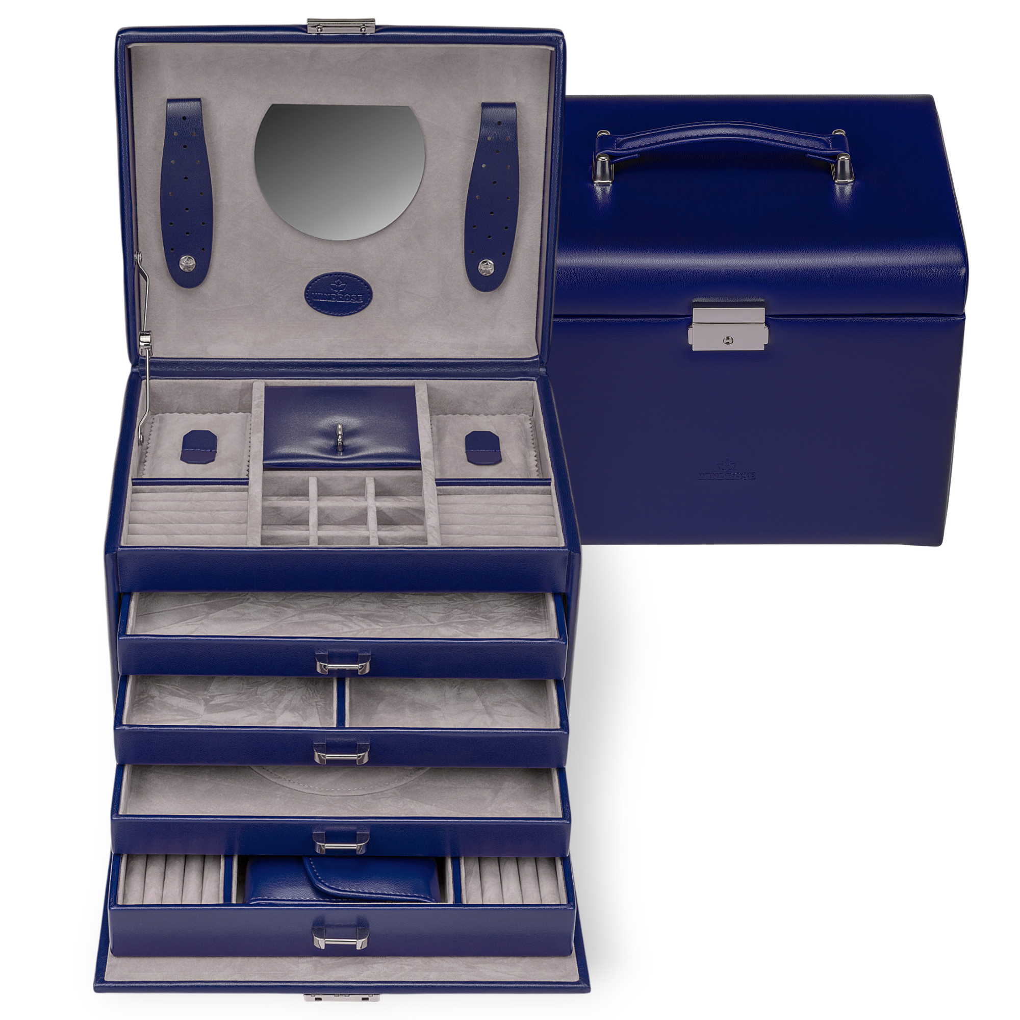 Jewelry case with integrated jewelry bag Merino Moda / dark blue