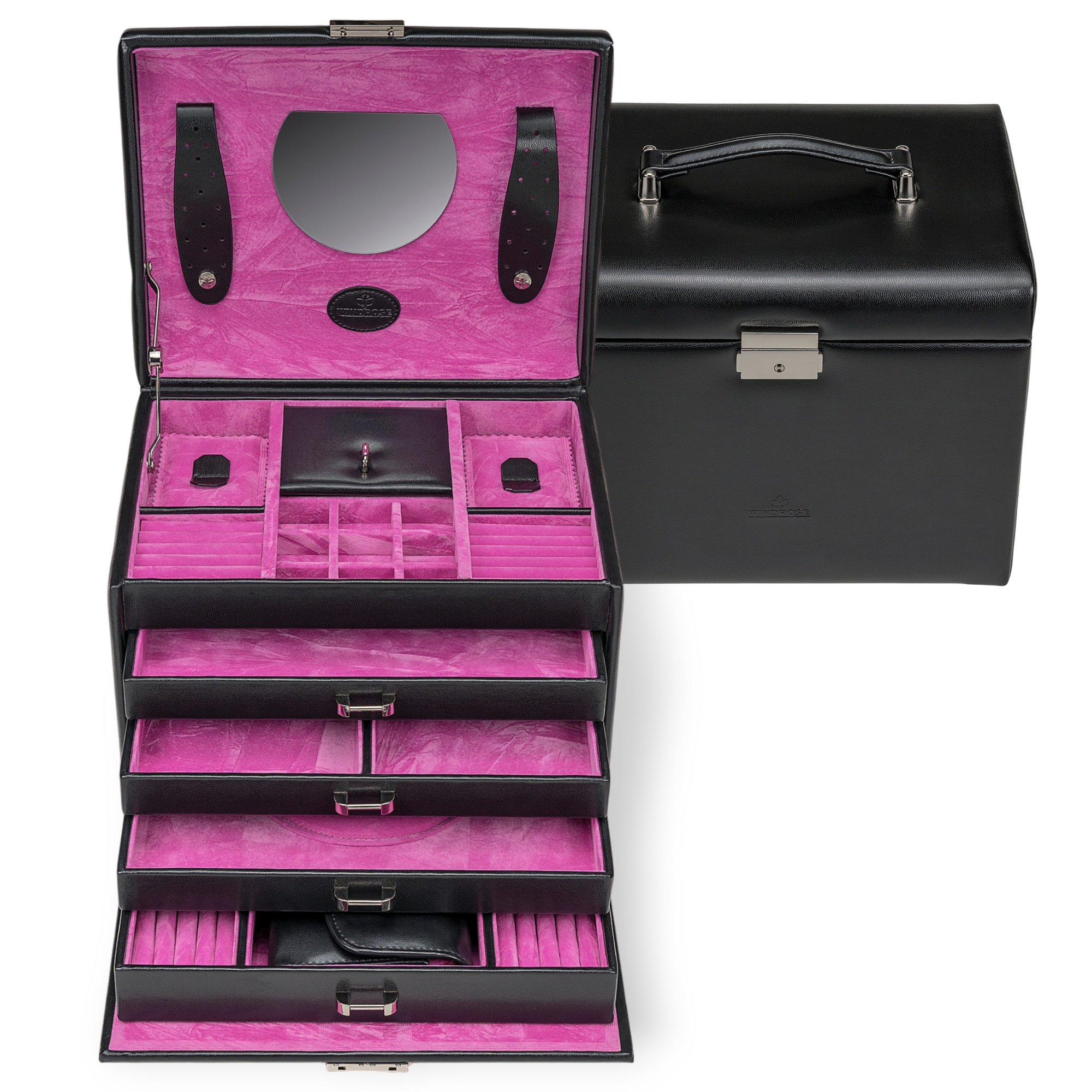 Jewelry case with integrated jewelry bag Merino Moda / black