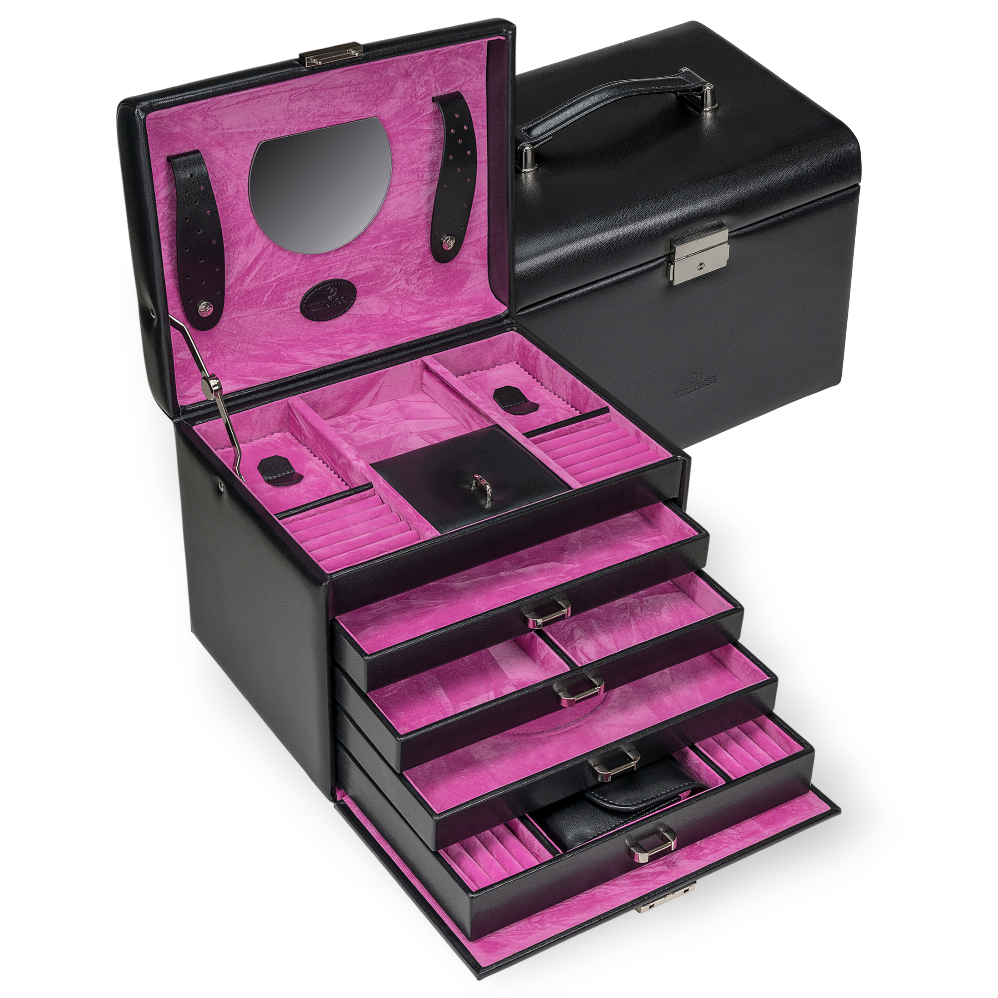 Jewelry case with integrated jewelry bag Merino Moda / black