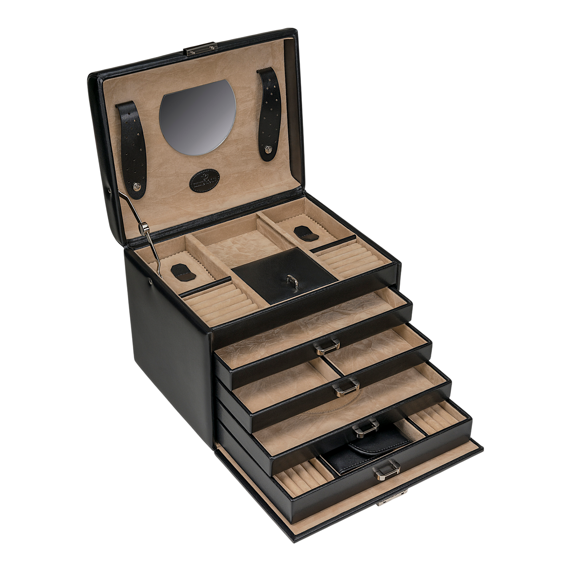 Jewelry case with integrated jewelry bag Merino / black
