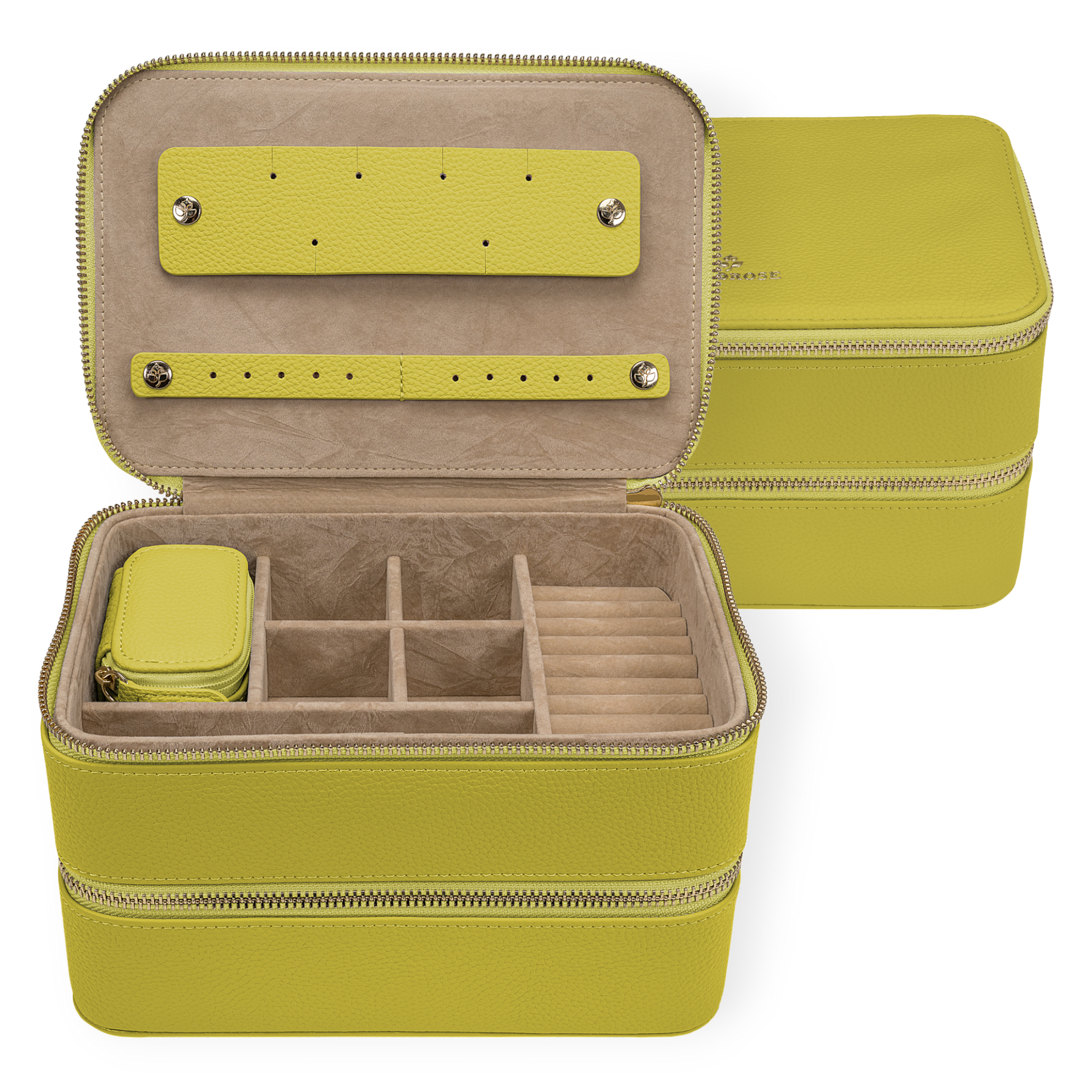 Jewelry case L with zipper Aurora / lime