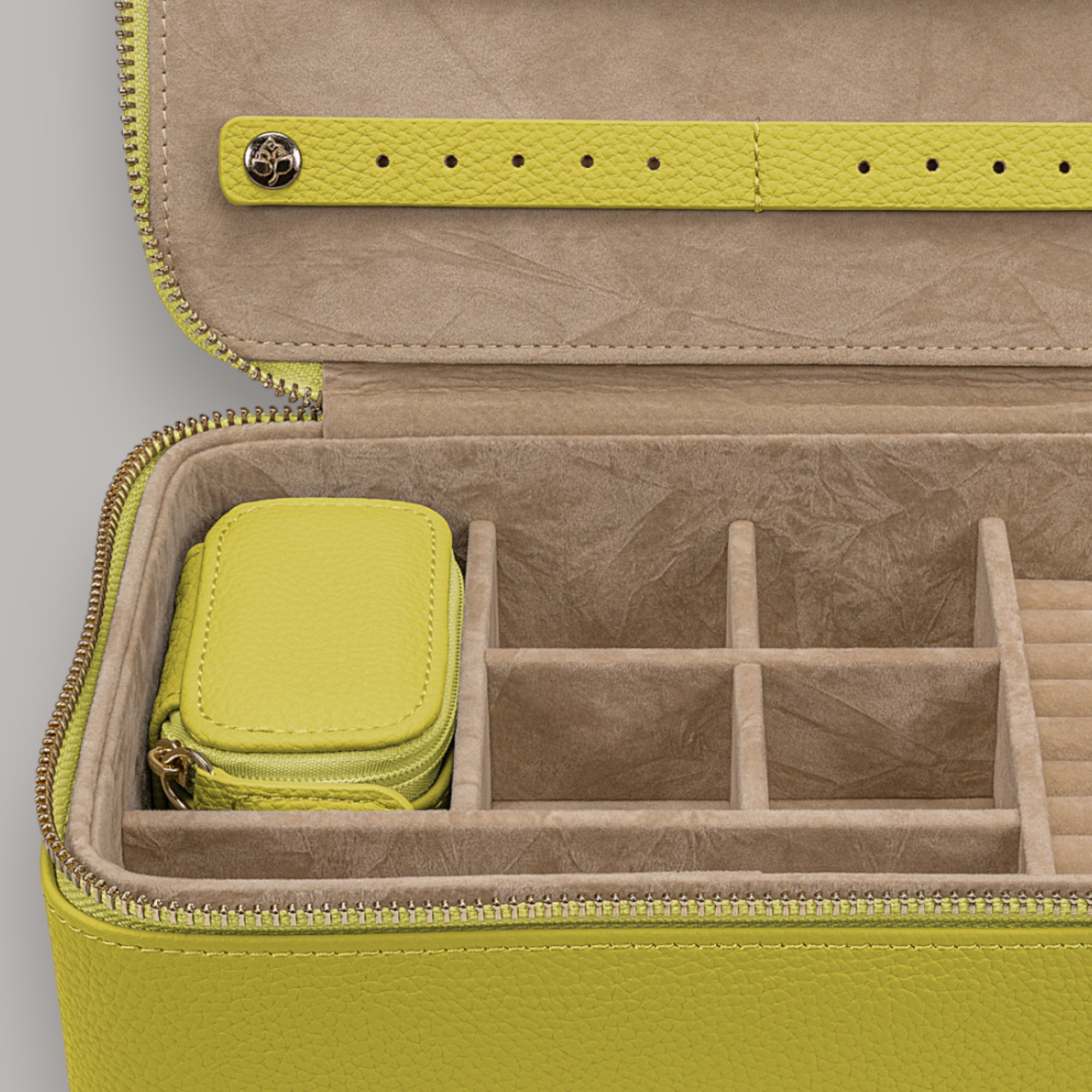 Jewelry case L with zipper Aurora / lime