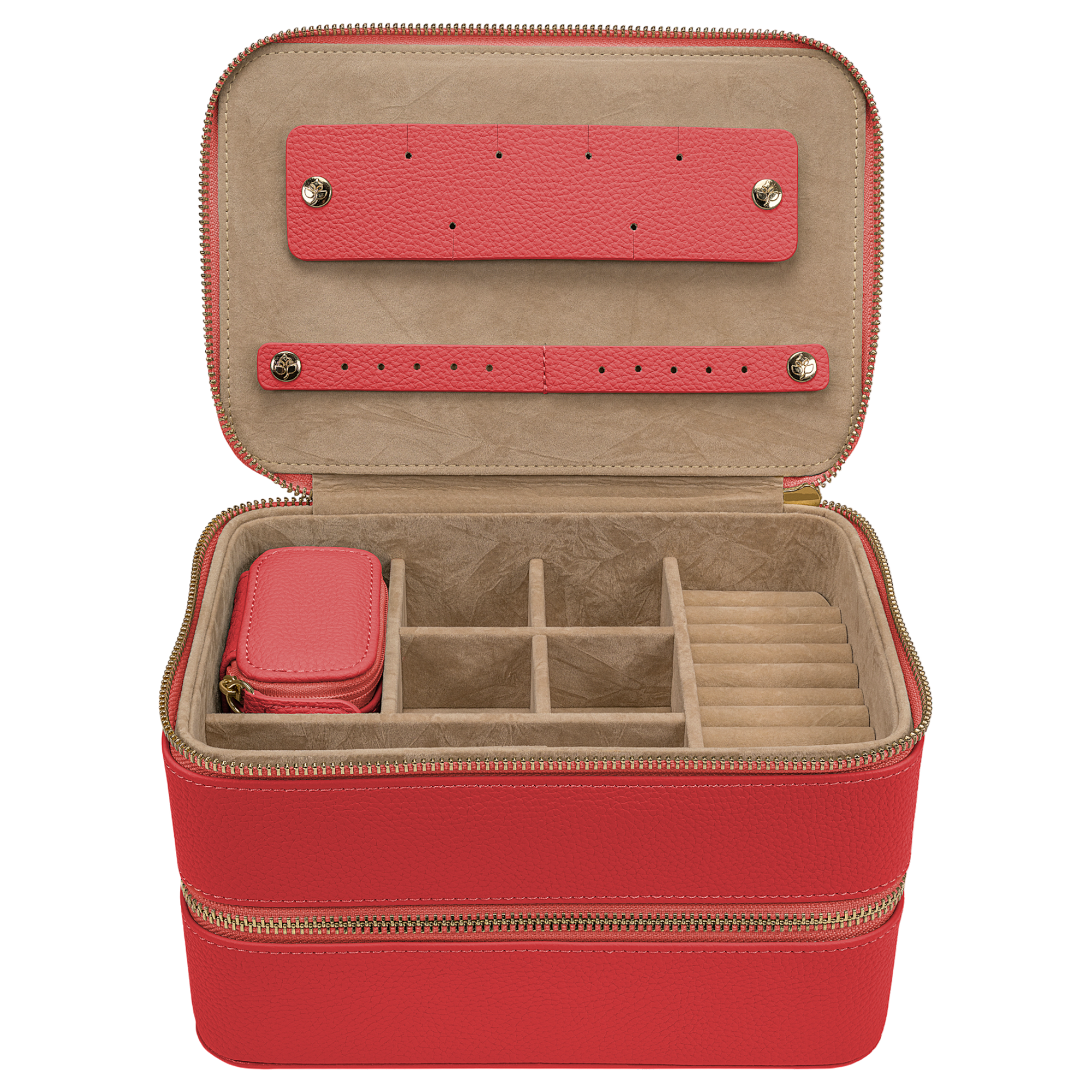 Jewelry case L with zipper Aurora / coral
