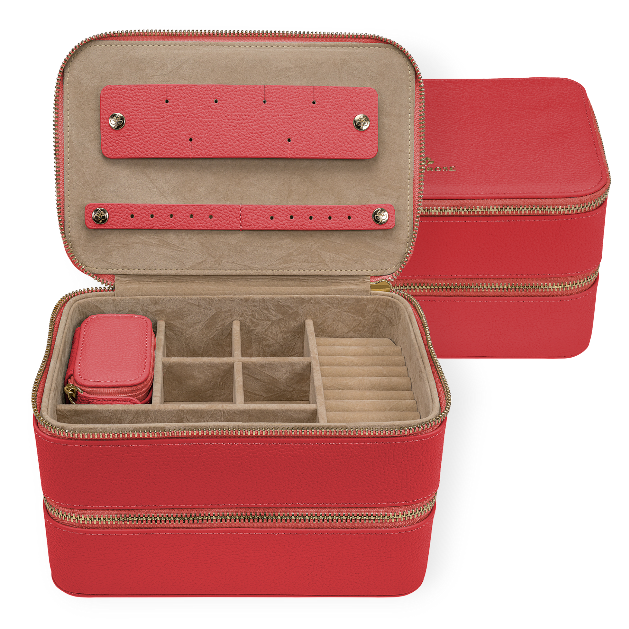 Jewelry case L with zipper Aurora / coral