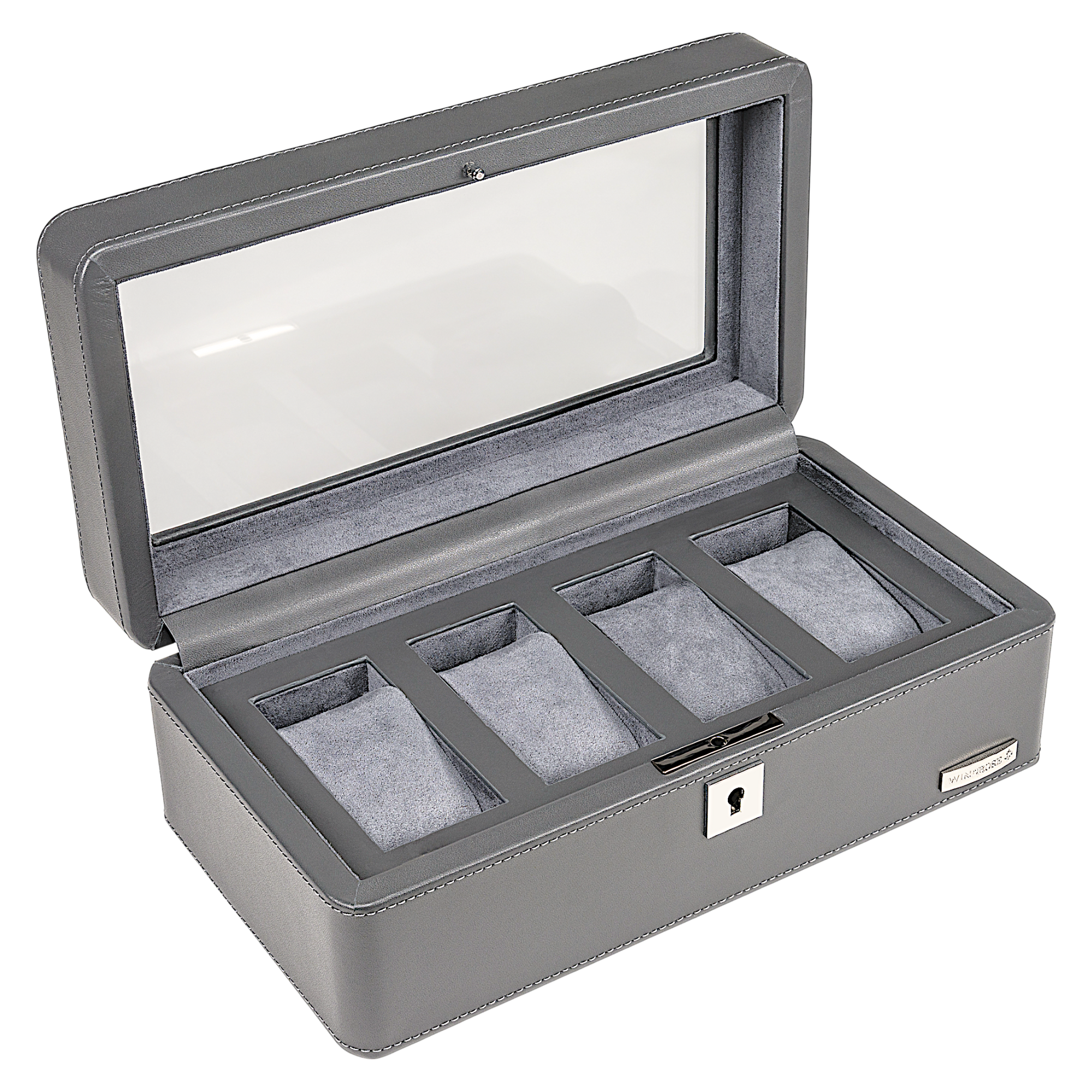 Watch case for 4 watches 4 watches Tempora / gray (Recycled leather)