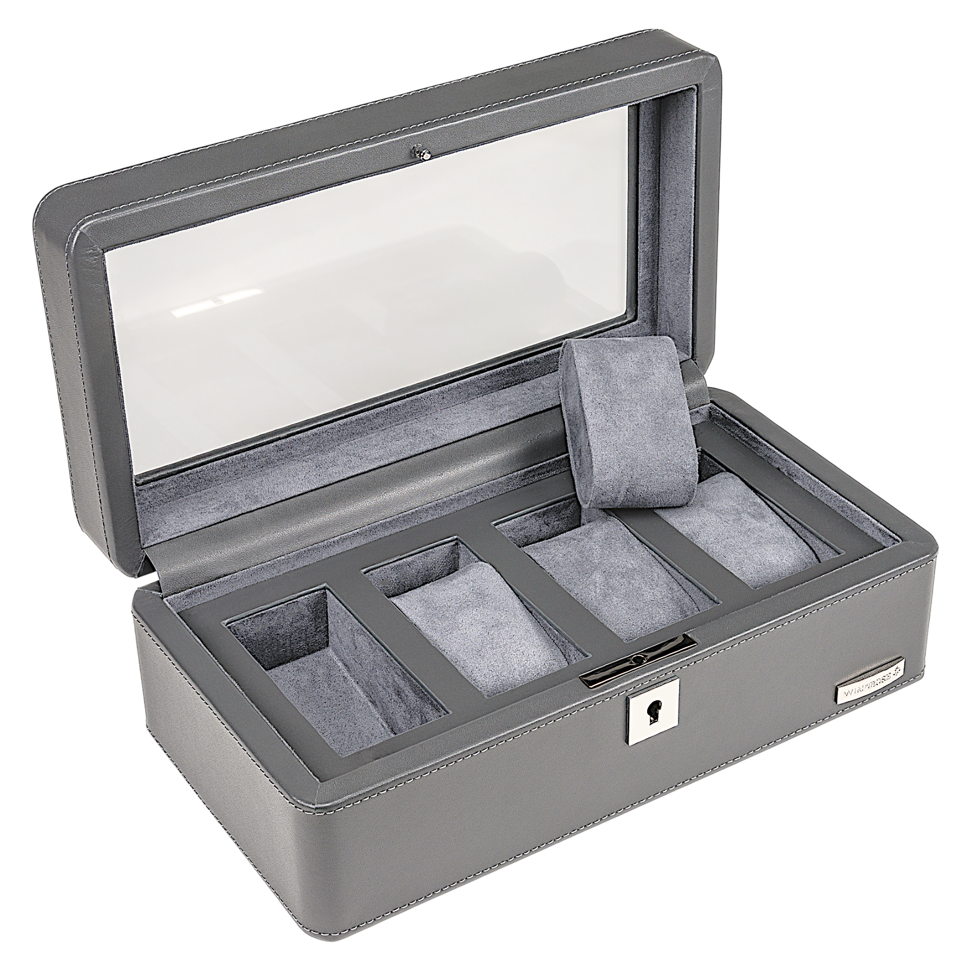 Watch case for 4 watches 4 watches Tempora / gray (Recycled leather)