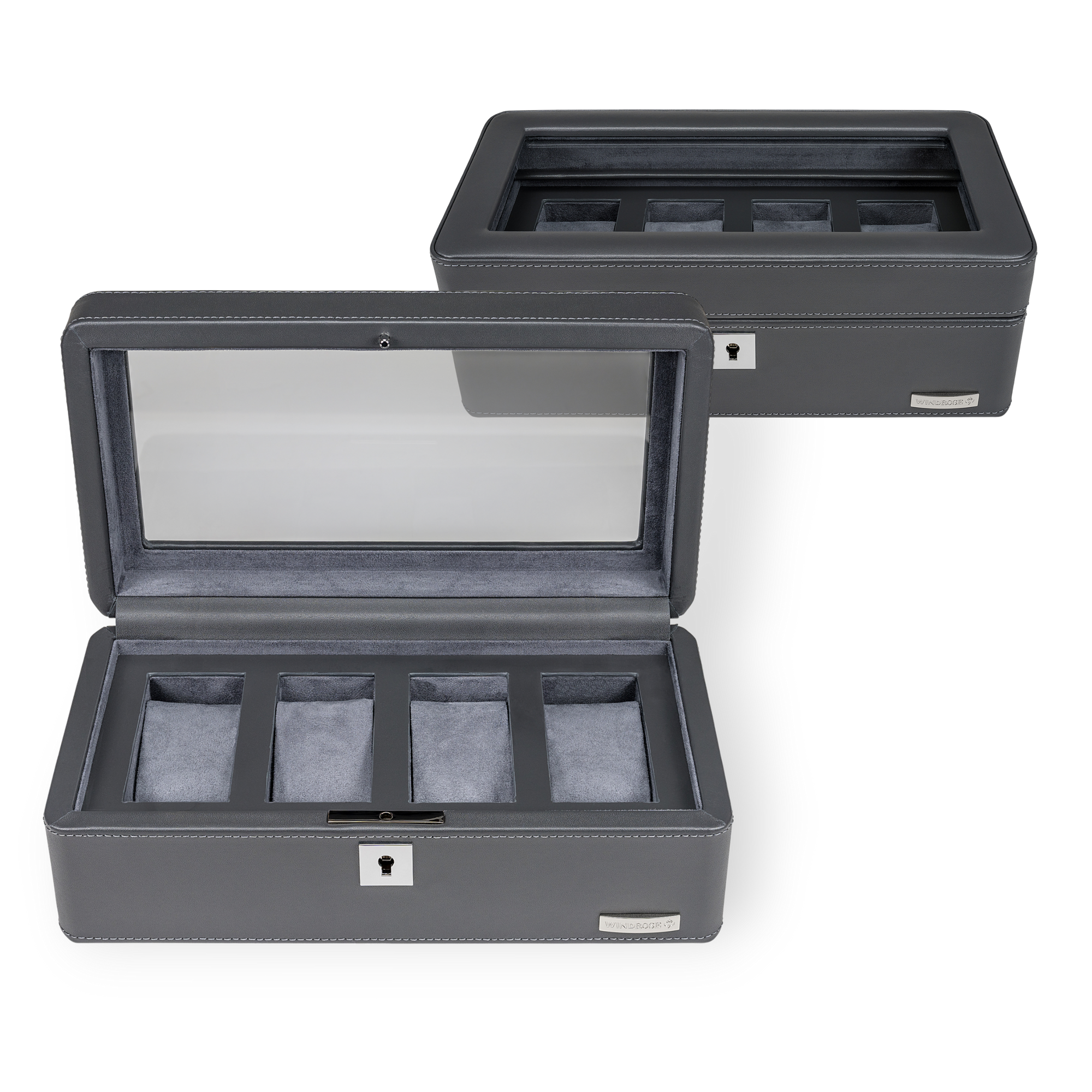 Watch case for 4 watches 4 watches Tempora / gray (Recycled leather)