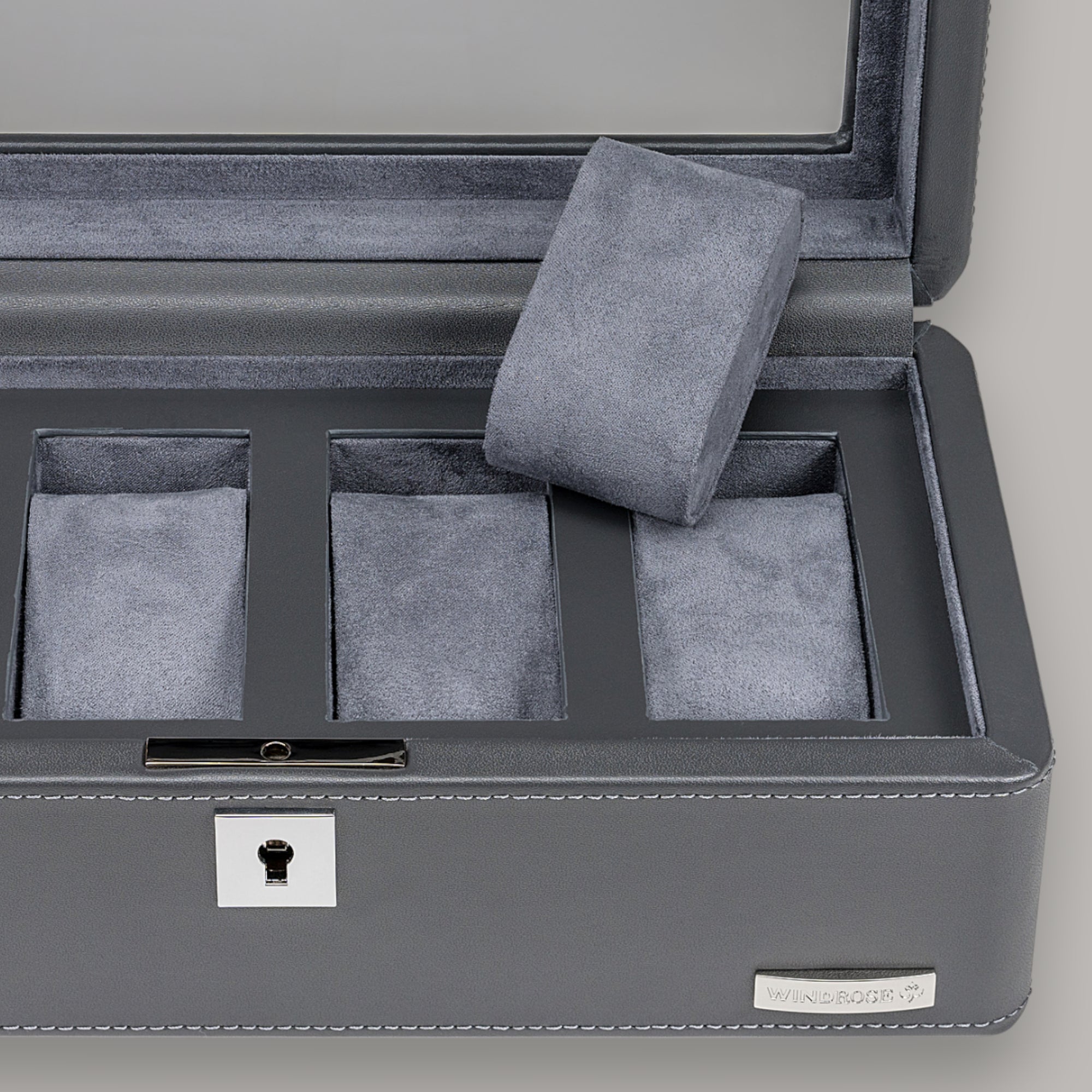 Watch case for 4 watches 4 watches Tempora / gray (Recycled leather)