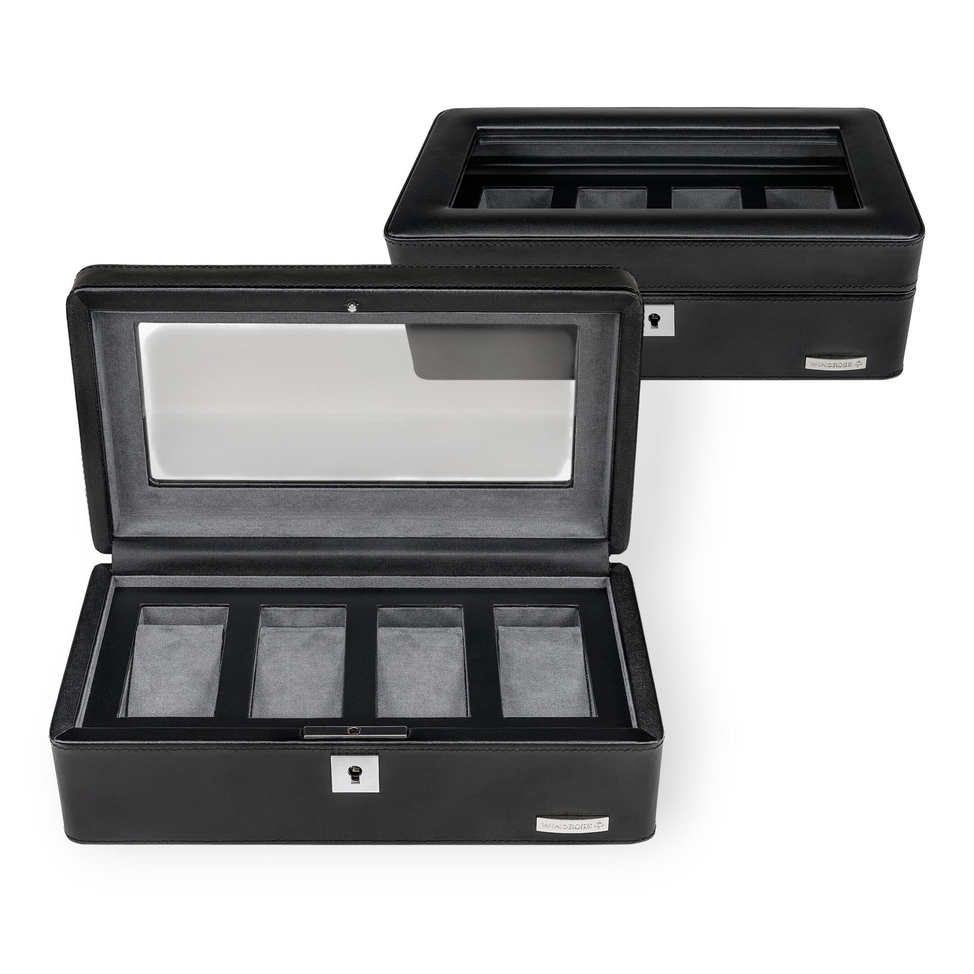 Watch case for 4 watches 4 watches Tempora / black (recycled leather)