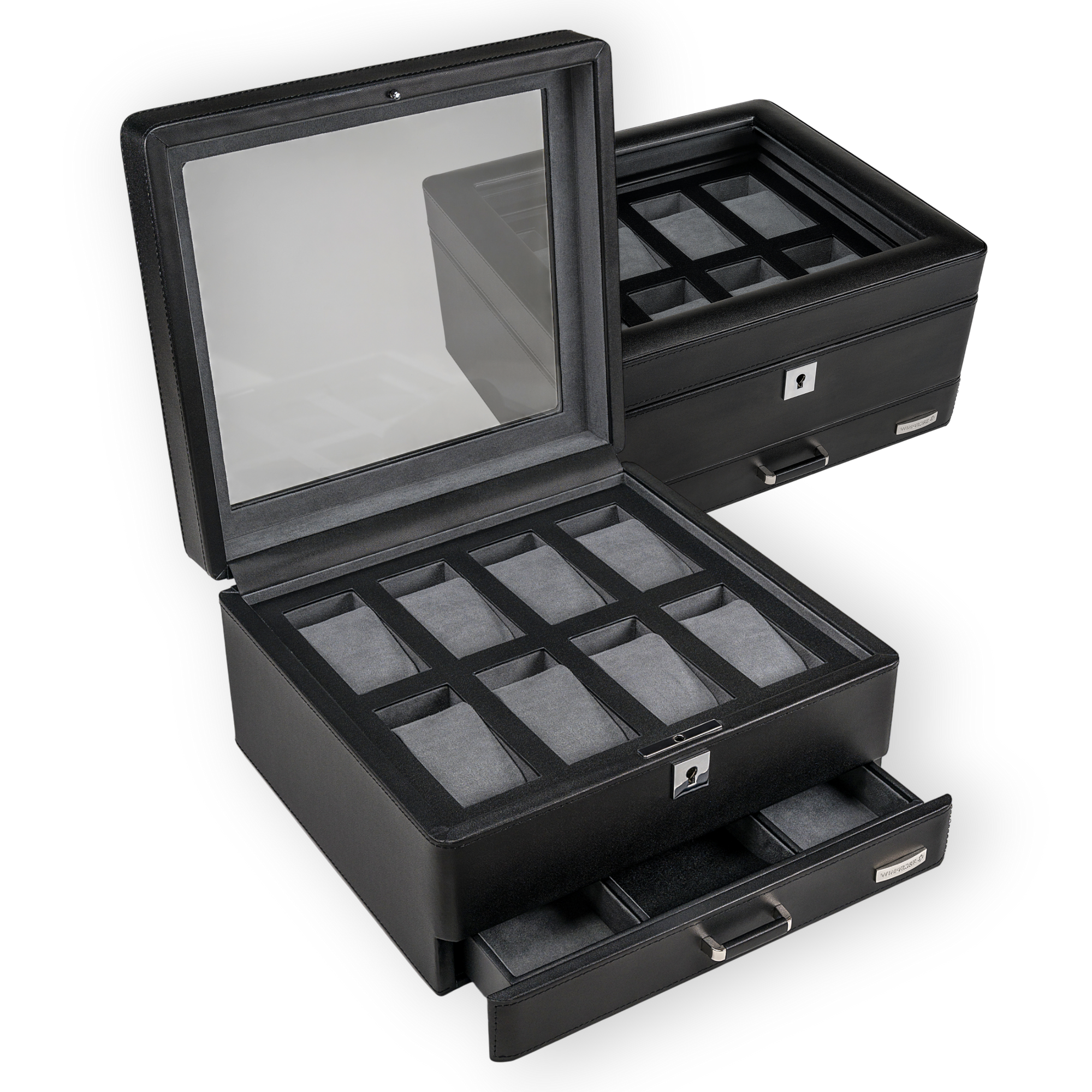 Watch case for 8 watches 8 watches Tempora / black (recycled leather)