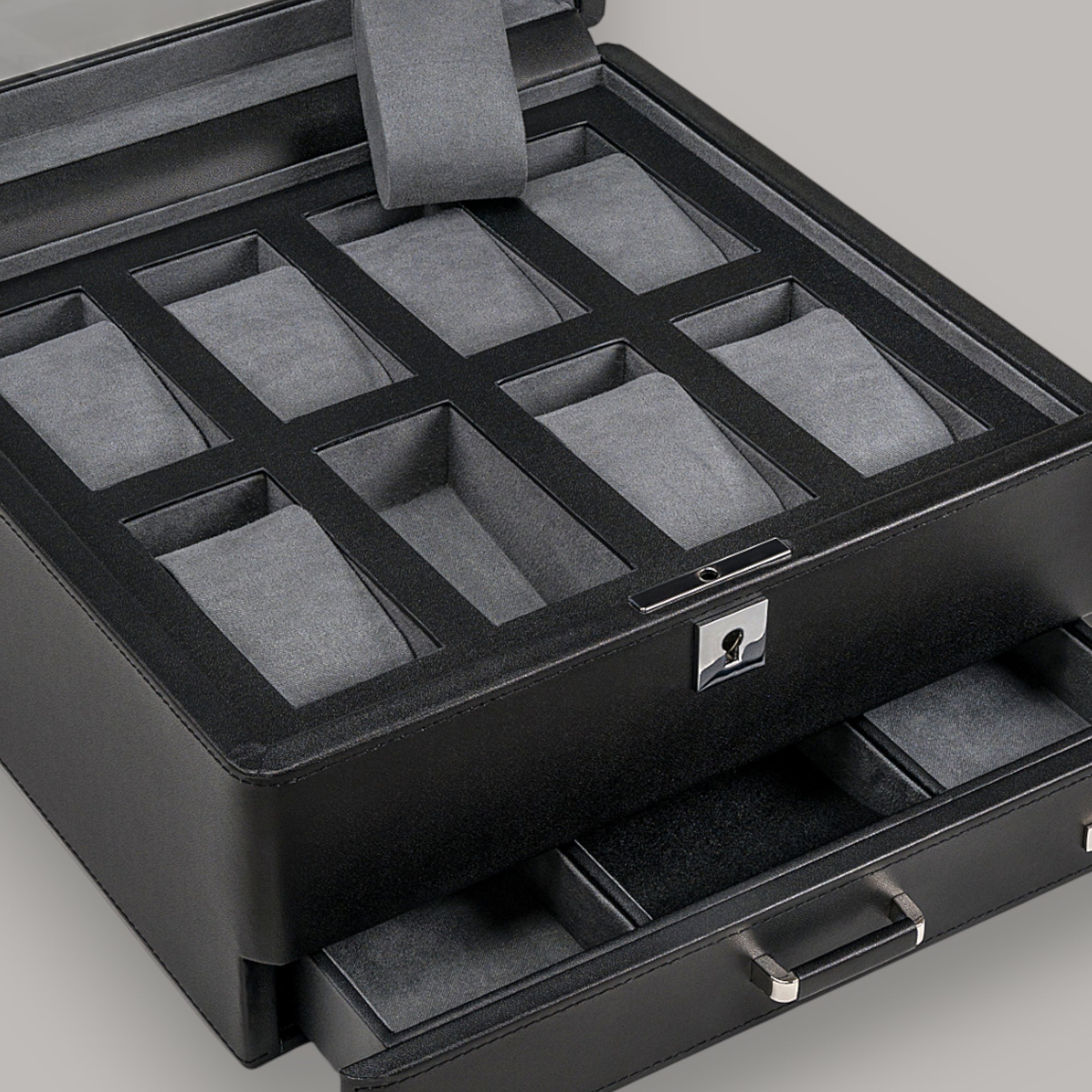 Watch case for 8 watches 8 watches Tempora / black (recycled leather)