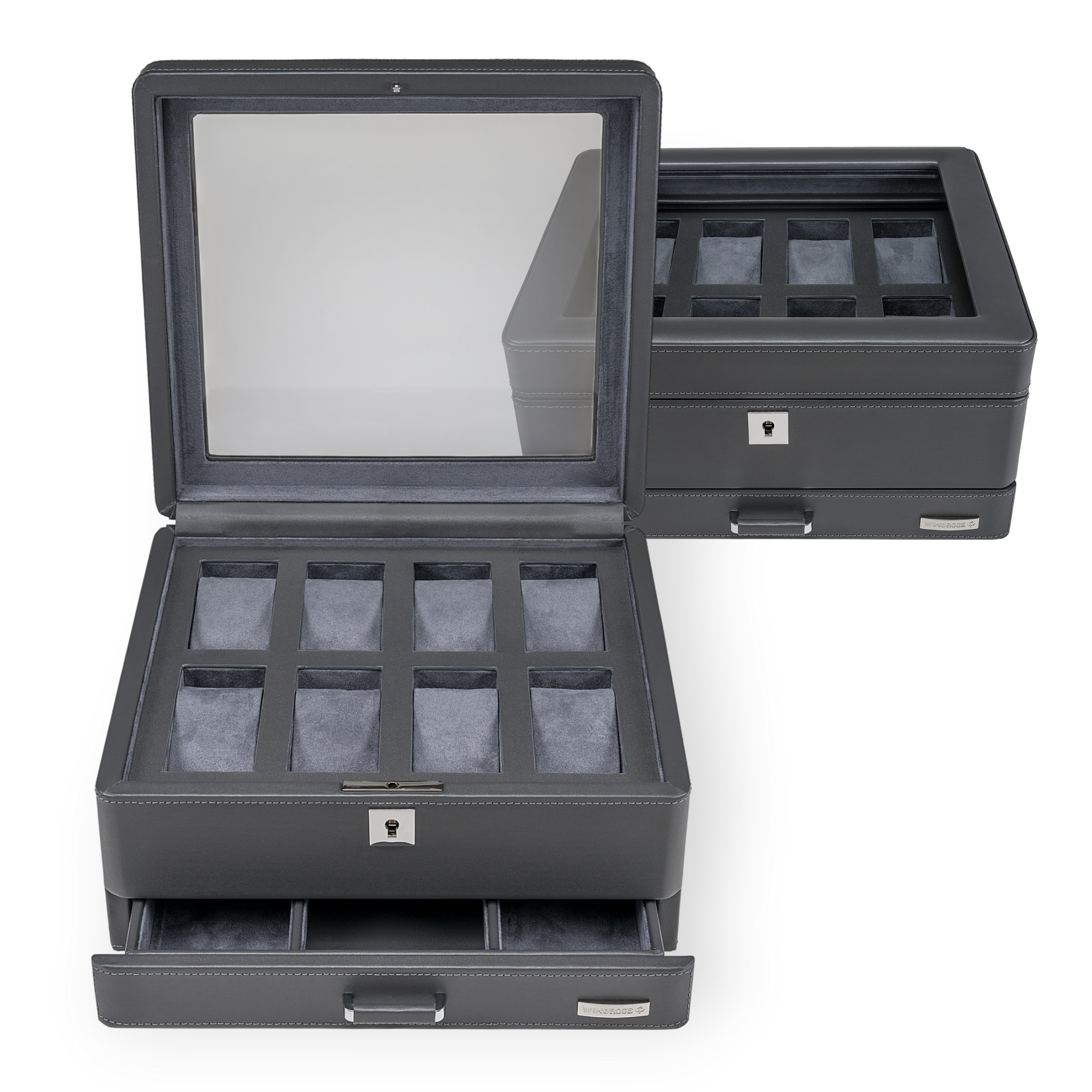 Watch case for 8 watches 8 watches Tempora / gray (Recycled leather)