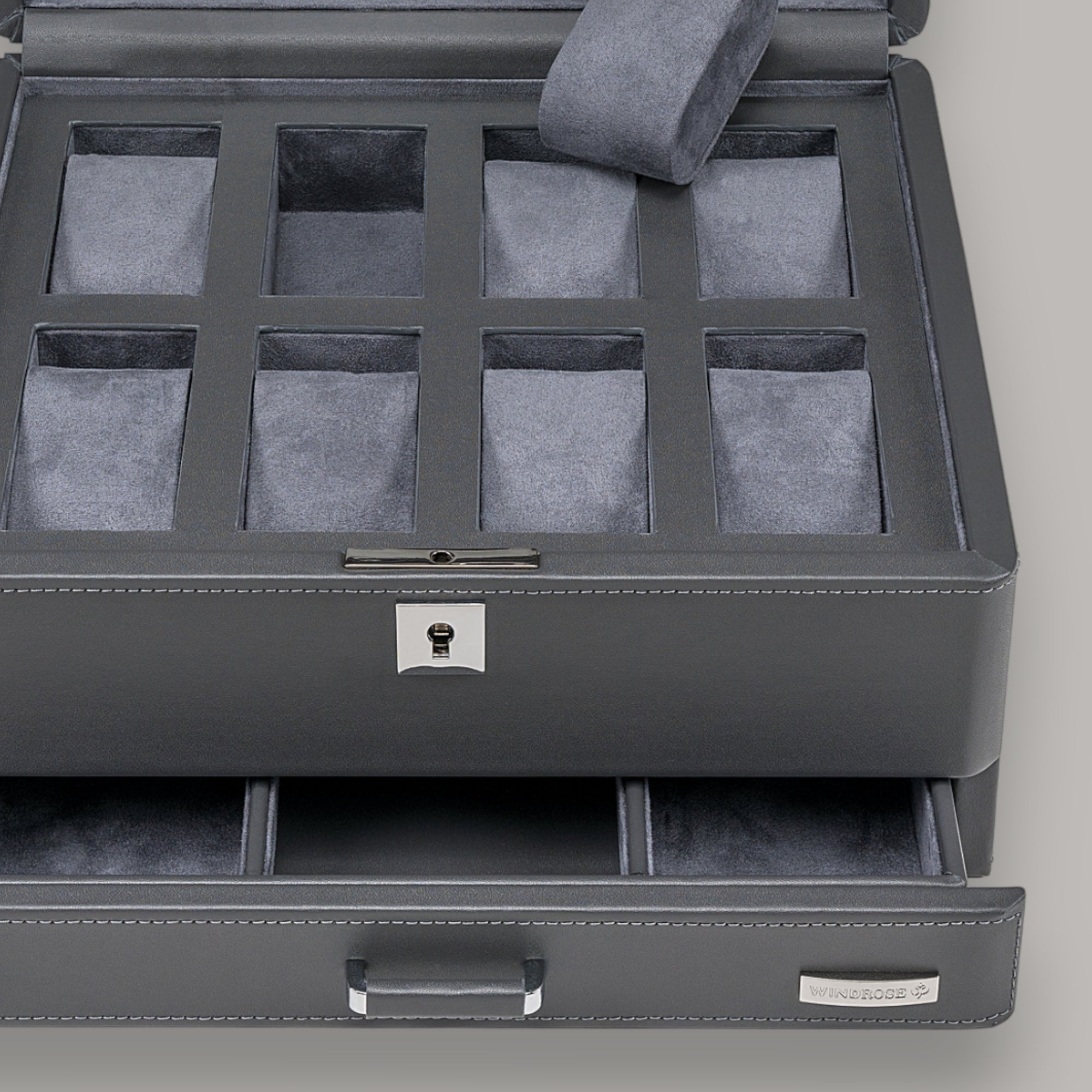 Watch case for 8 watches 8 watches Tempora / gray (Recycled leather)