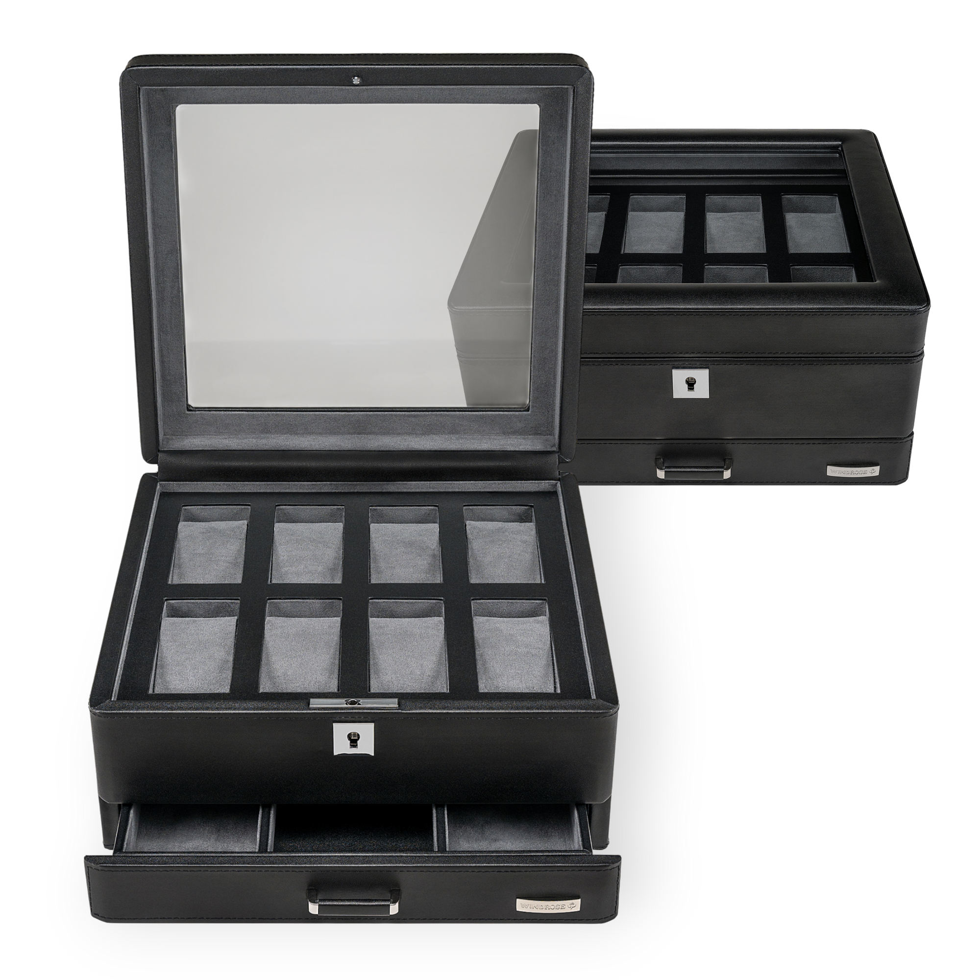 Watch case for 8 watches 8 watches Tempora / black (recycled leather)