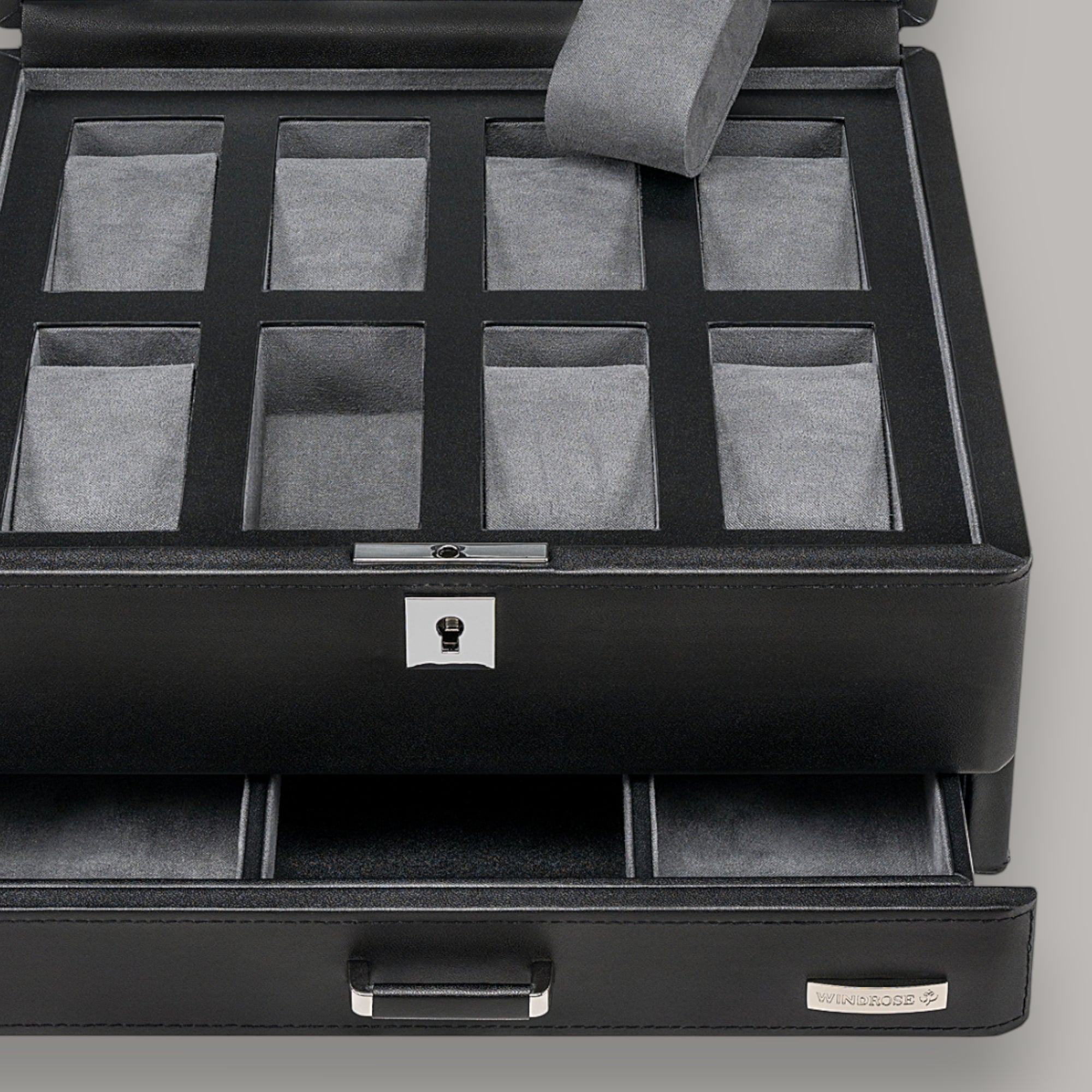 Watch case for 8 watches 8 watches Tempora / black (recycled leather)