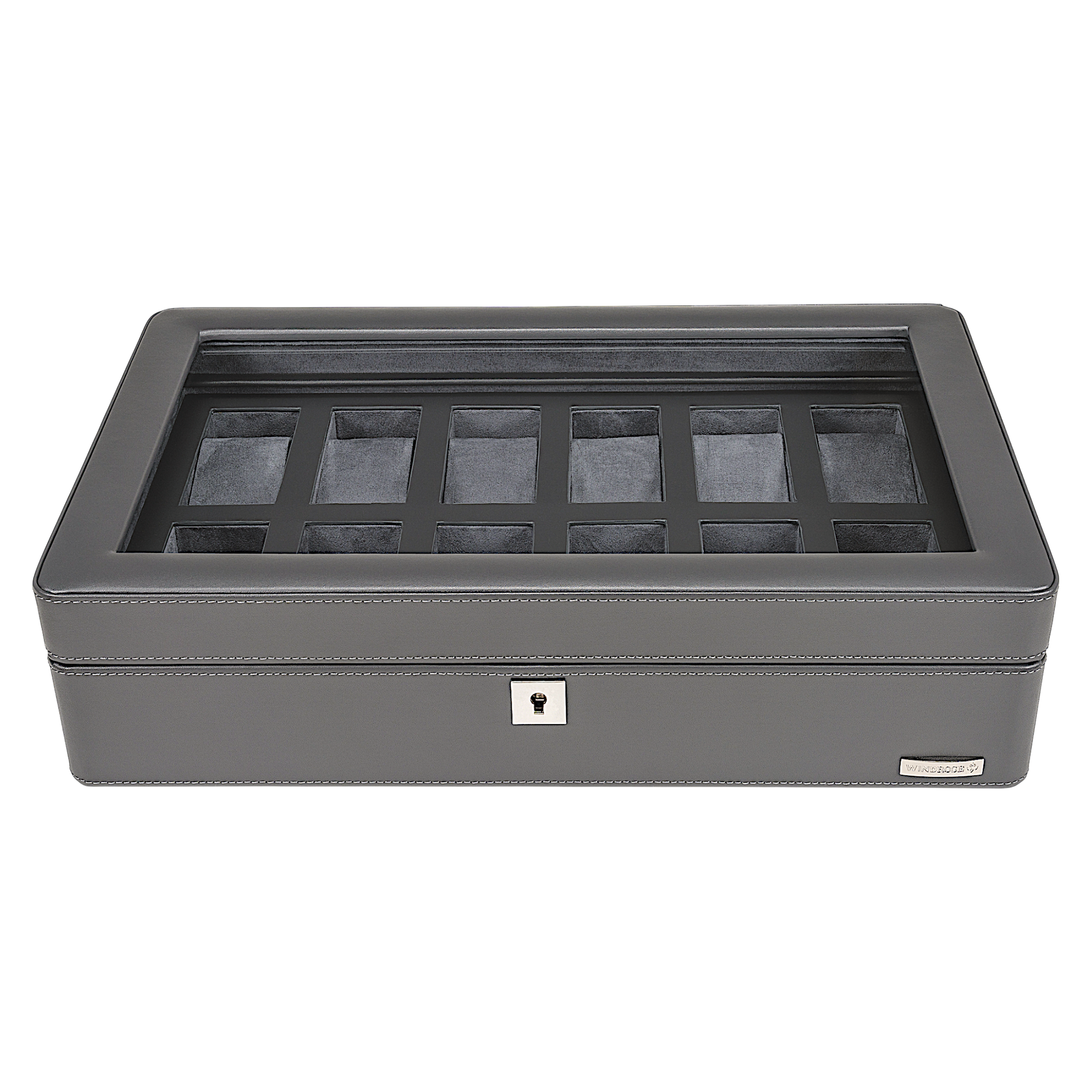 Watch case for 12 watches 12 watches Tempora / gray (Recycled leather)