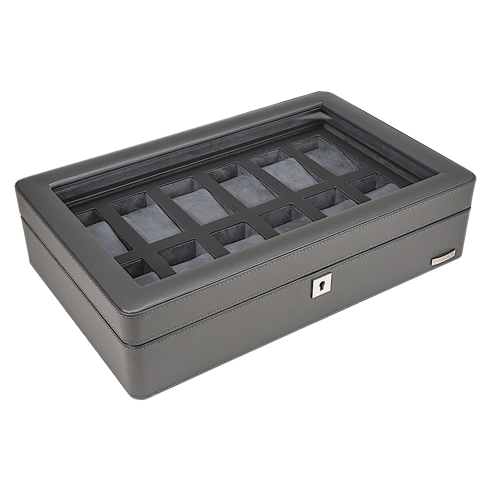 Watch case for 12 watches 12 watches Tempora / gray (Recycled leather)