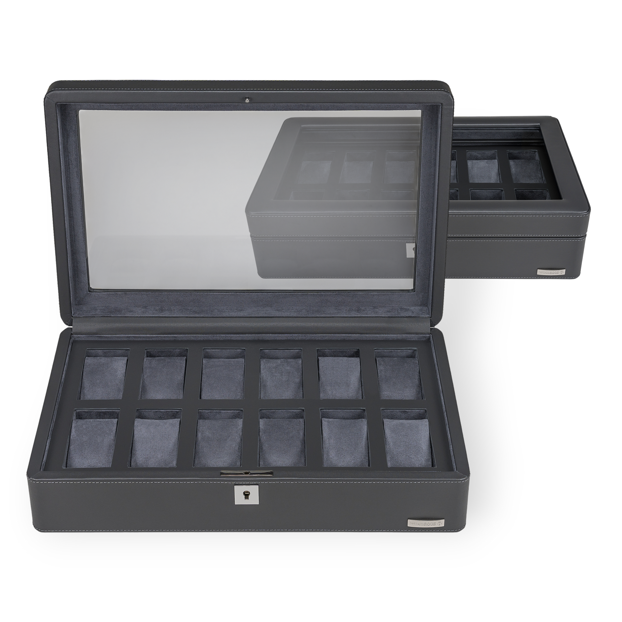 Watch case for 12 watches 12 watches Tempora / gray (Recycled leather)