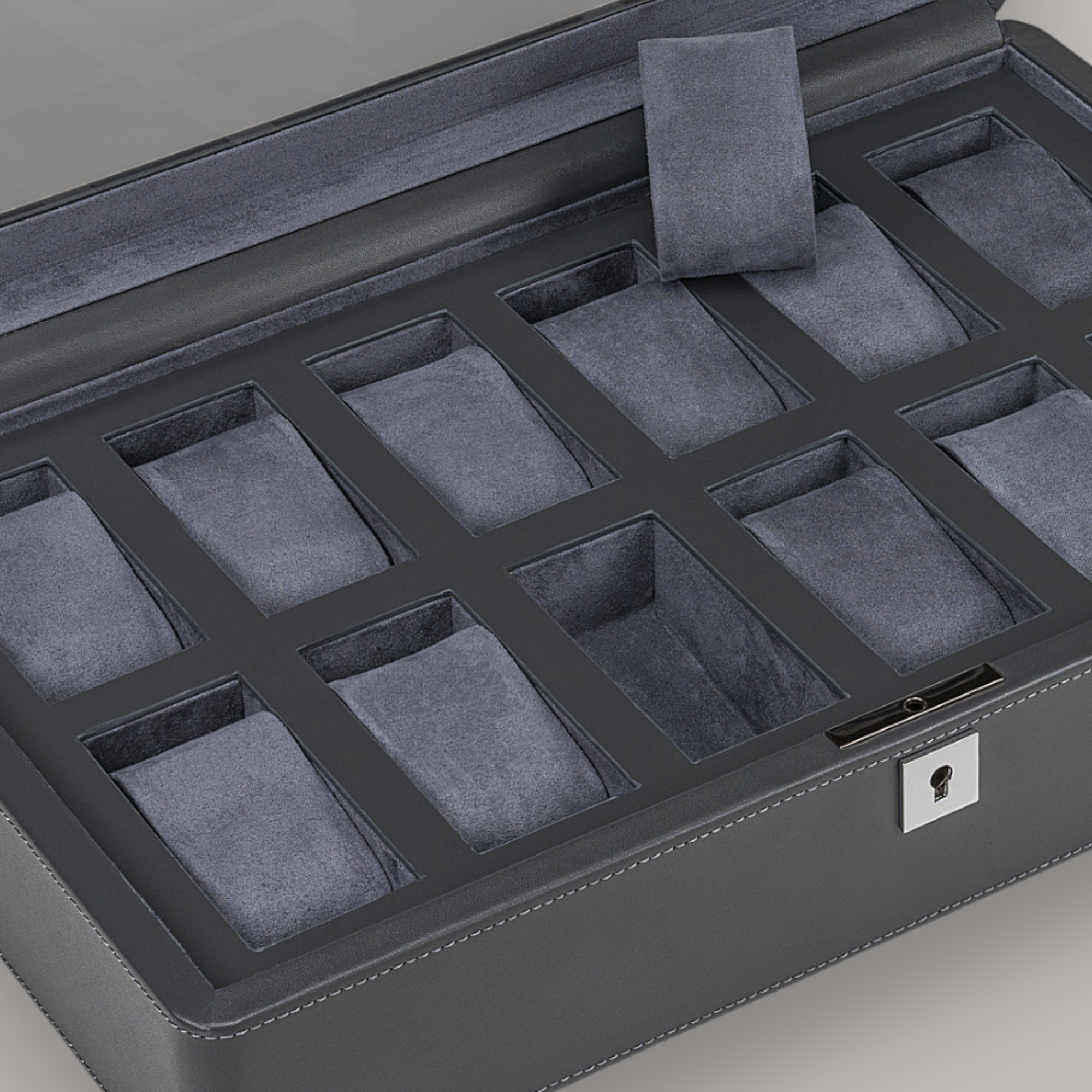 Watch case for 12 watches 12 watches Tempora / gray (Recycled leather)