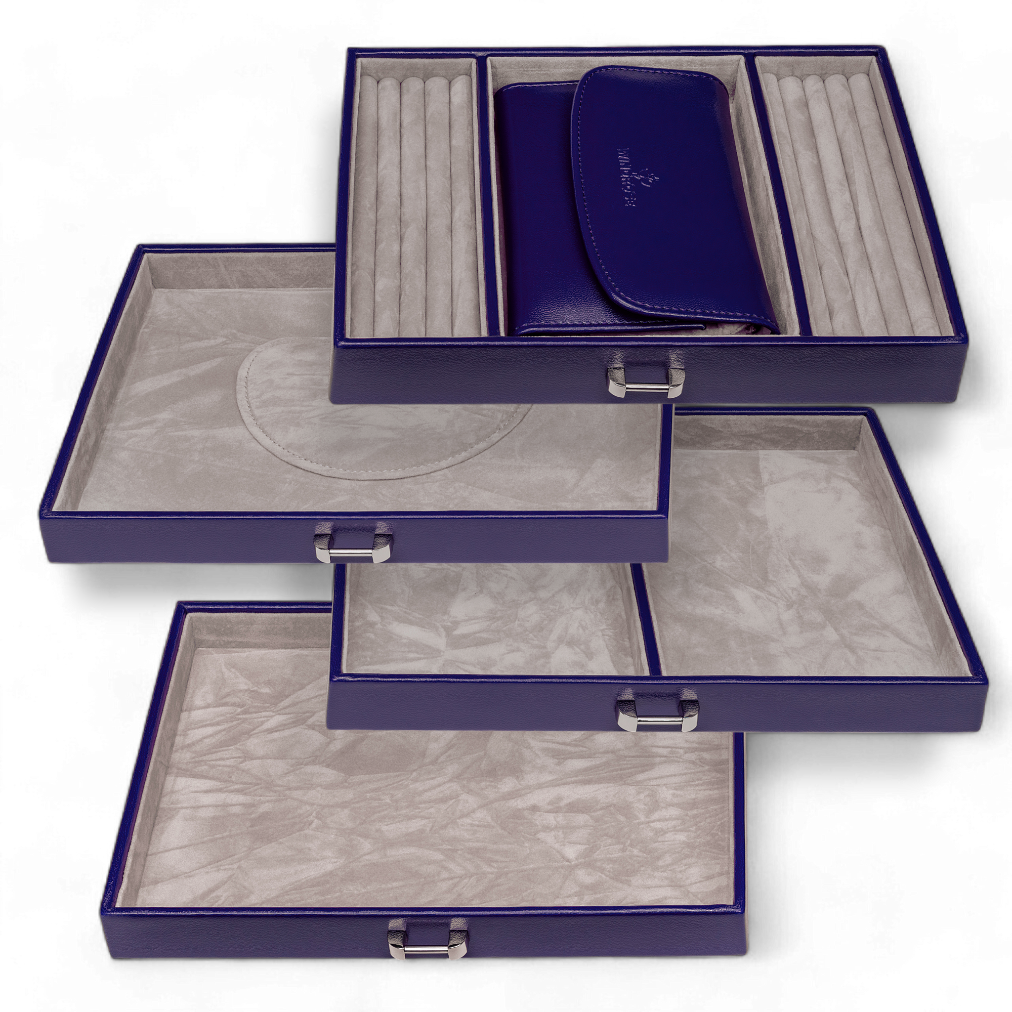 Jewelry case with integrated jewelry bag Merino Moda / dark blue