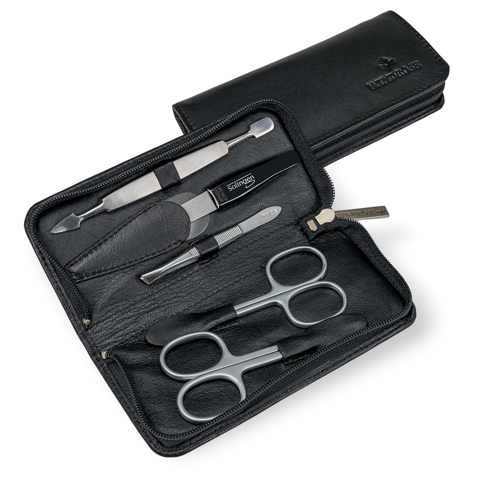 5-piece manicure case nappa / black (full cowhide)