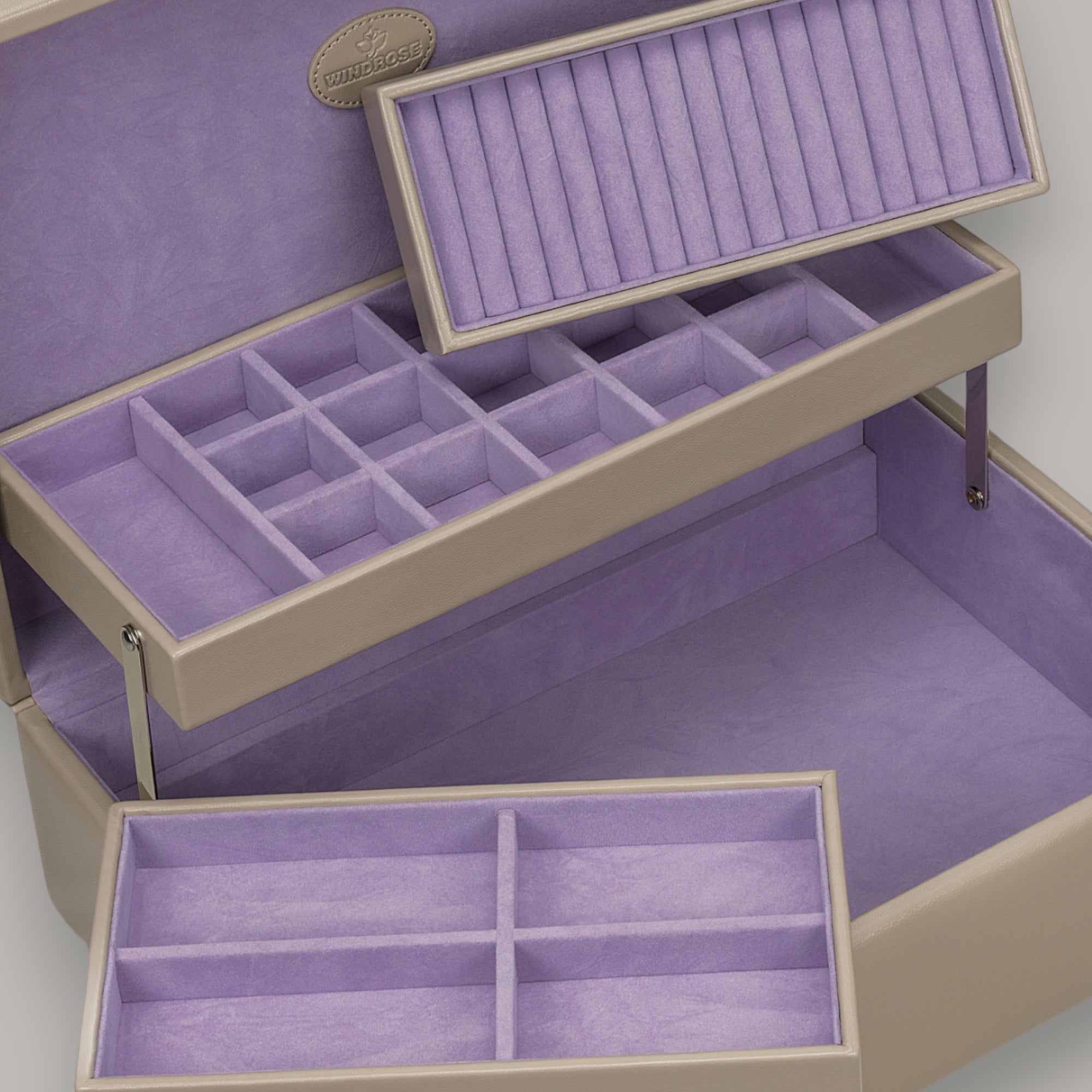 Charm box with 2 removable inserts Merino Moda / beige