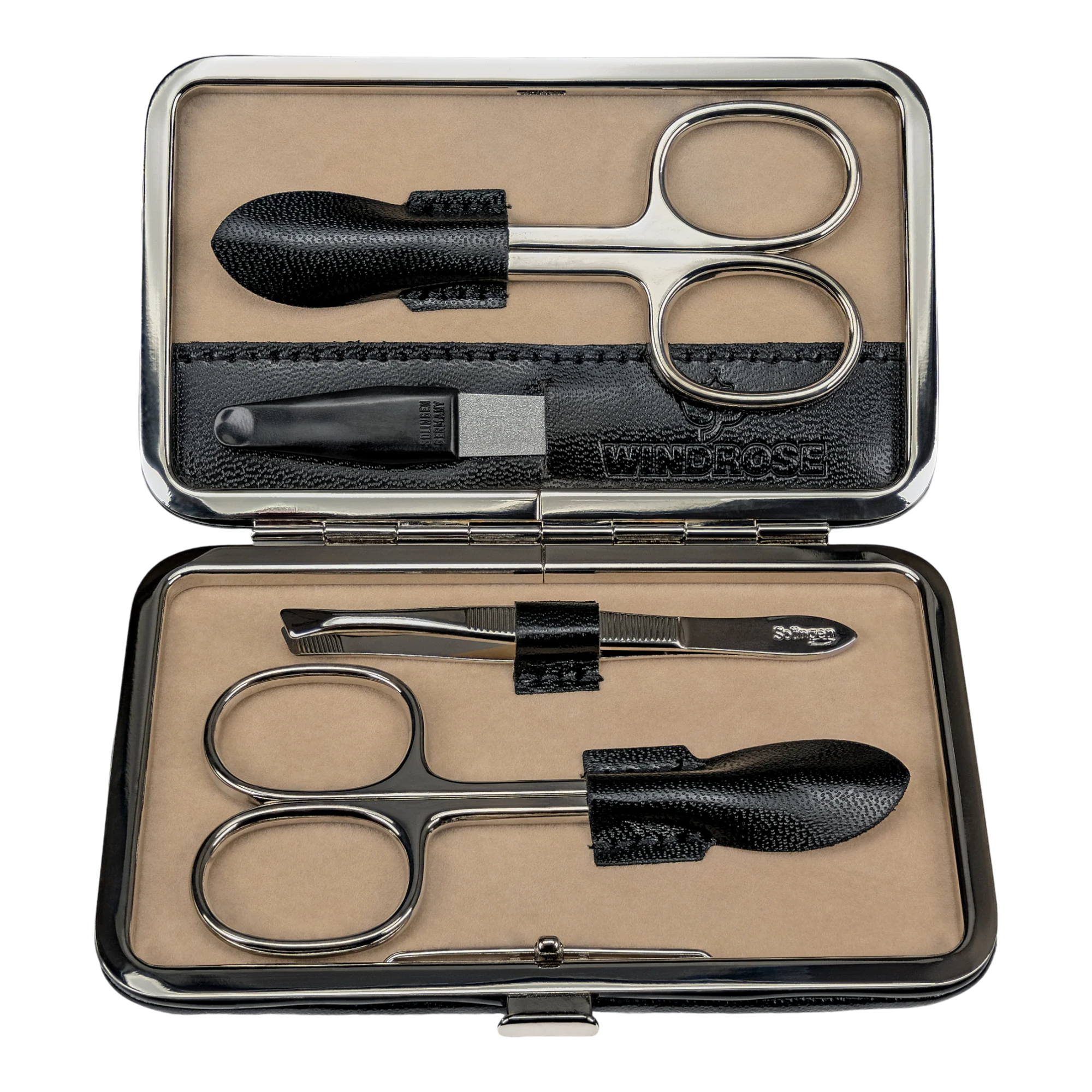 4-piece manicure case Merino / black